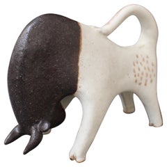 Ceramic Decorative Bull Sculpture by Bruno Gambone, Italy, circa 1970s