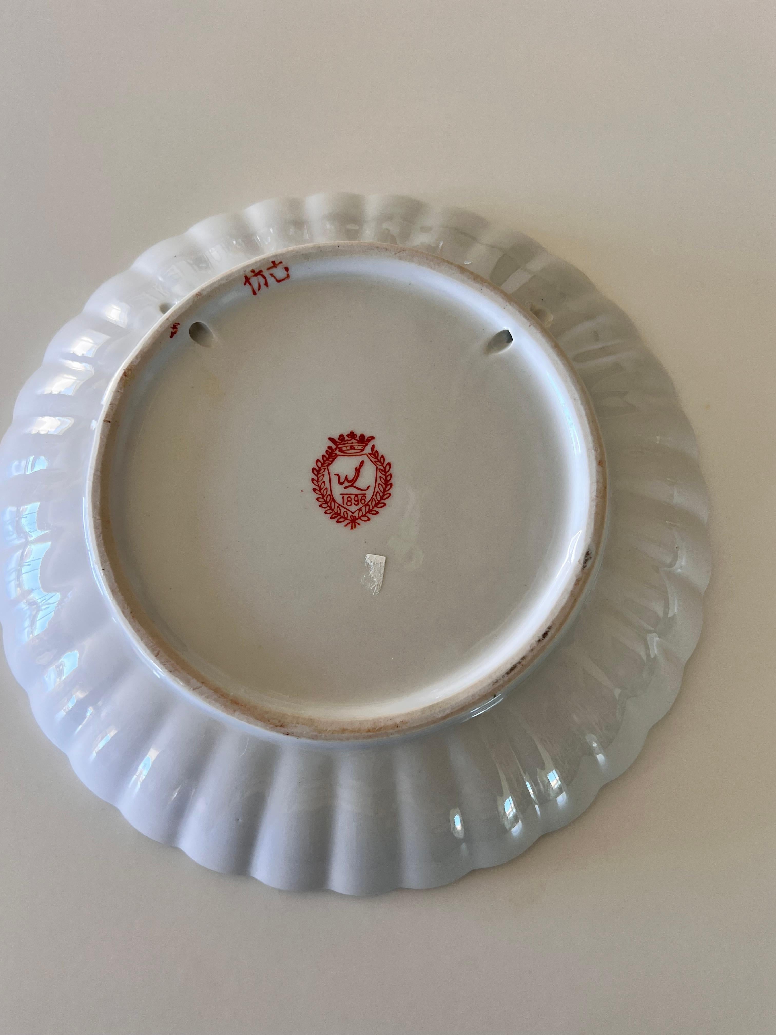 Aesthetic Movement Ceramic Decorative Flower and Vegetation Chinese Plate Signed WL, 1896 For Sale
