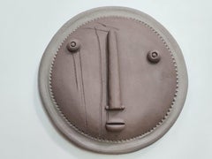 Handmade Grey Ceramic Decorative Mask, Signed Dalo, 21st Century