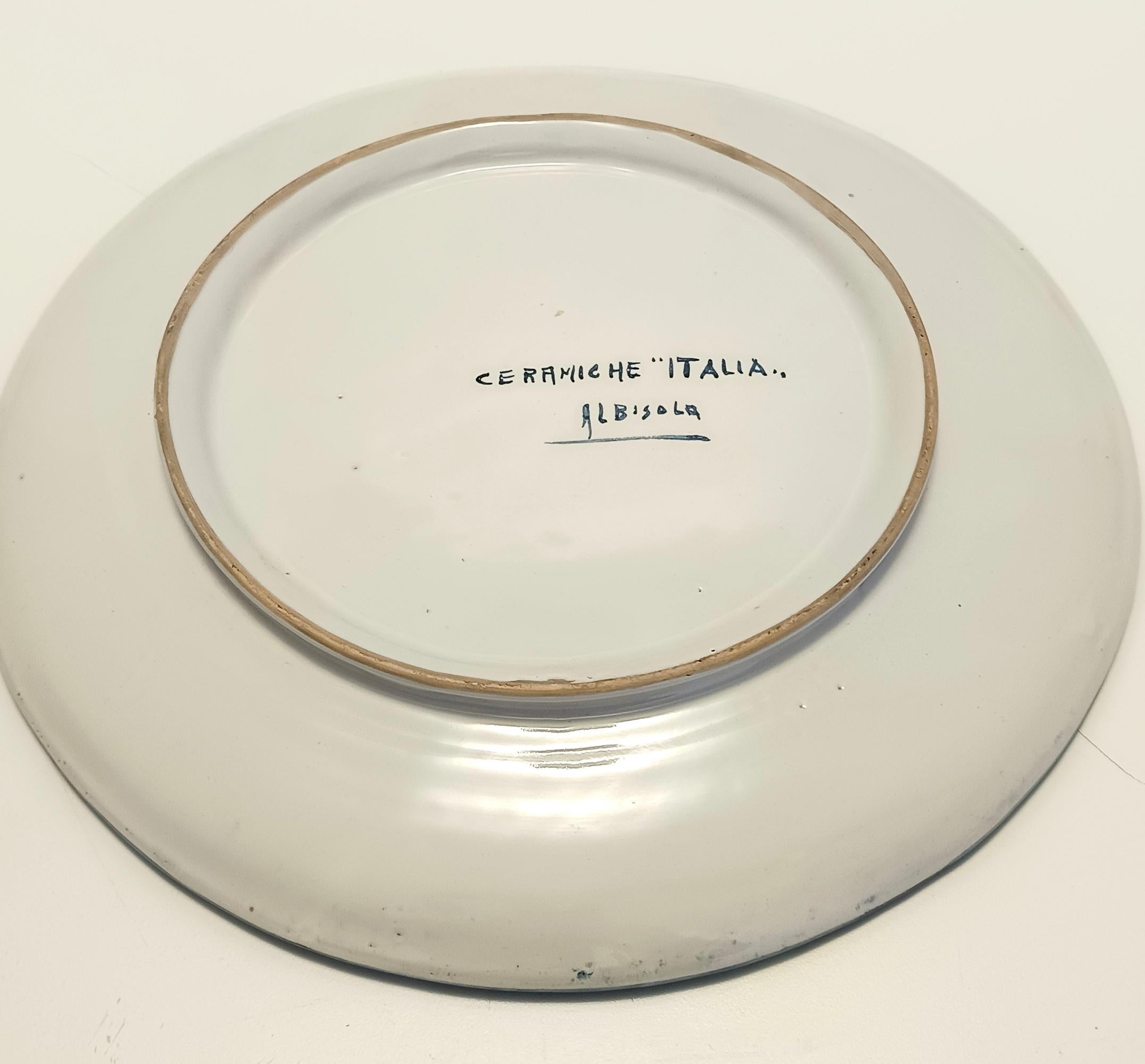 Vernissé Assiette décorative de Giacomo Raimondi pour Albisola, Italie en vente