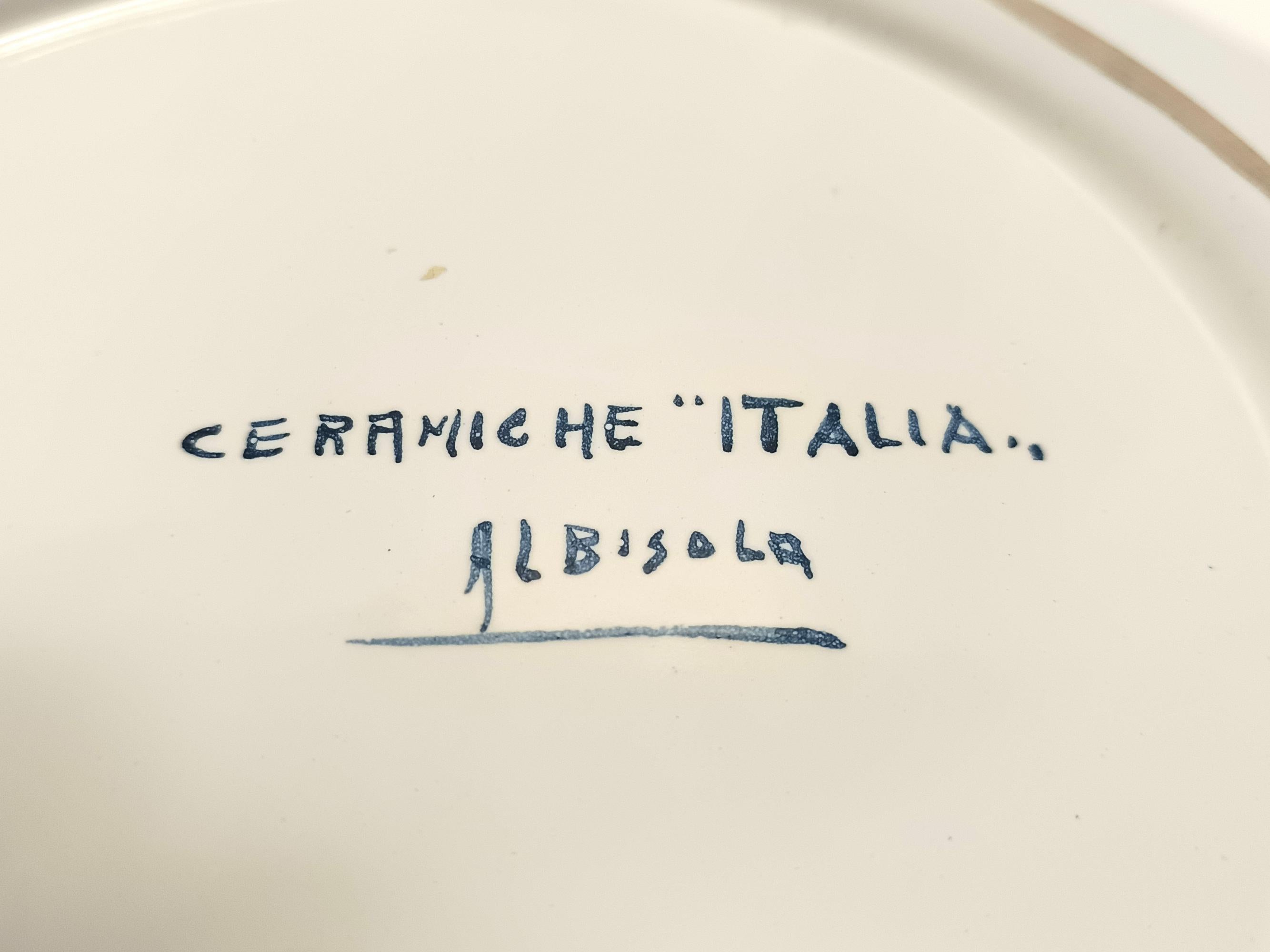 Assiette décorative de Giacomo Raimondi pour Albisola, Italie Excellent état - En vente à Bresso, Lombardy
