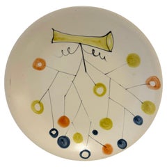 Dekorativer Keramikteller "Trauben" Signiert von Roger Capron, 1950er Jahre