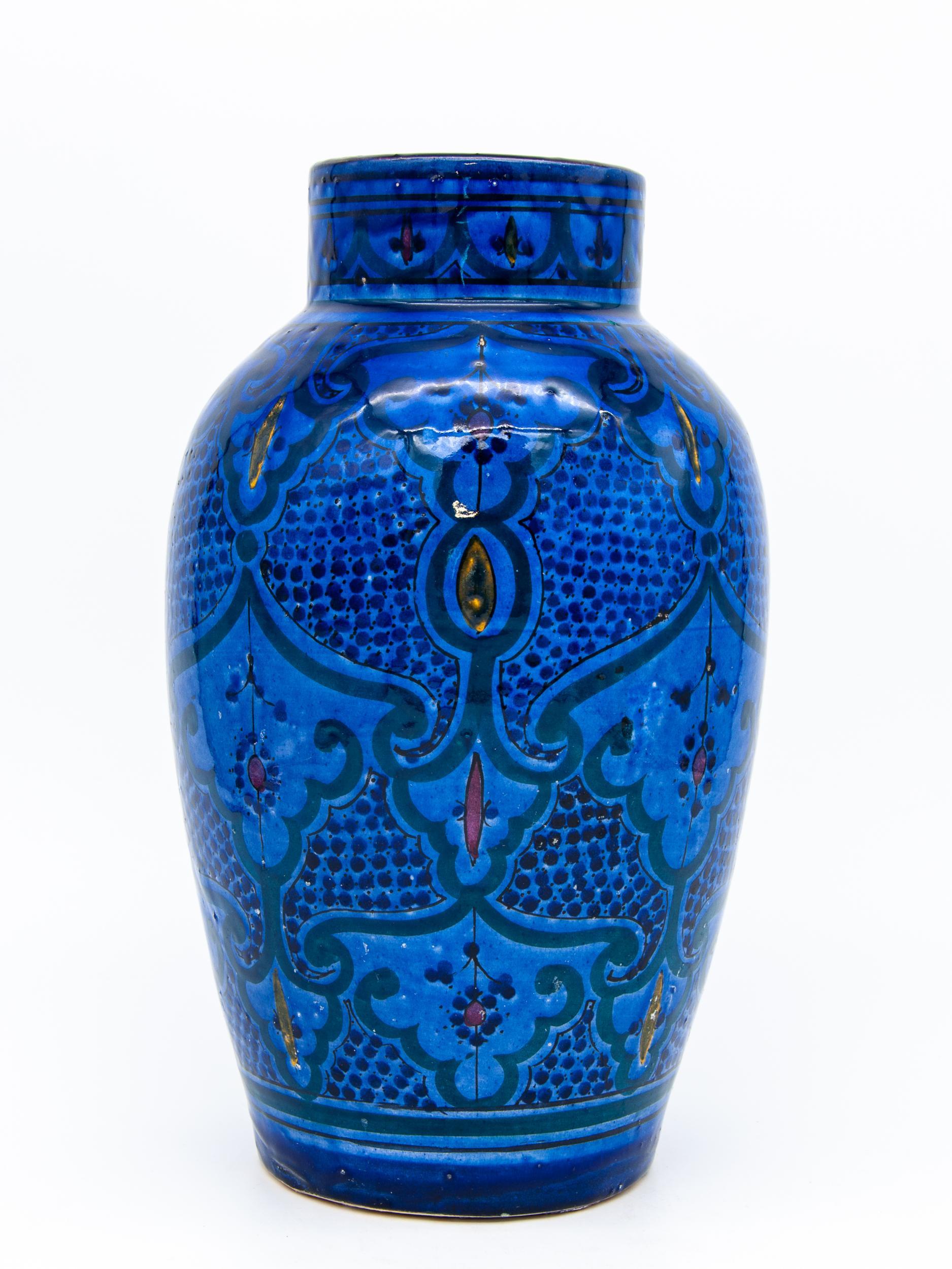 Dekorative Vase aus Keramik in Kobaltblau (Spanisch)