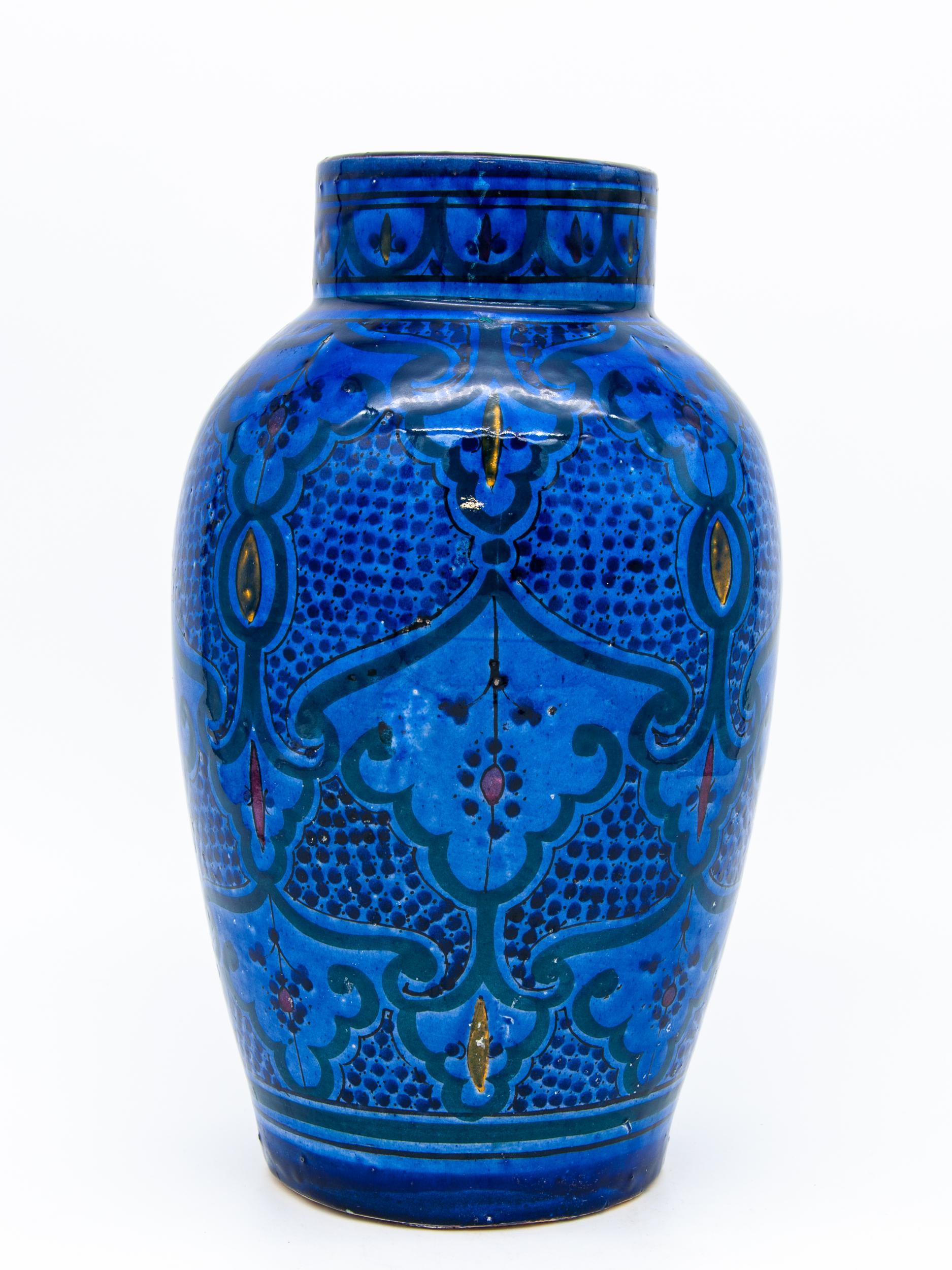 Dekorative Vase aus Keramik in Kobaltblau (Glasiert)