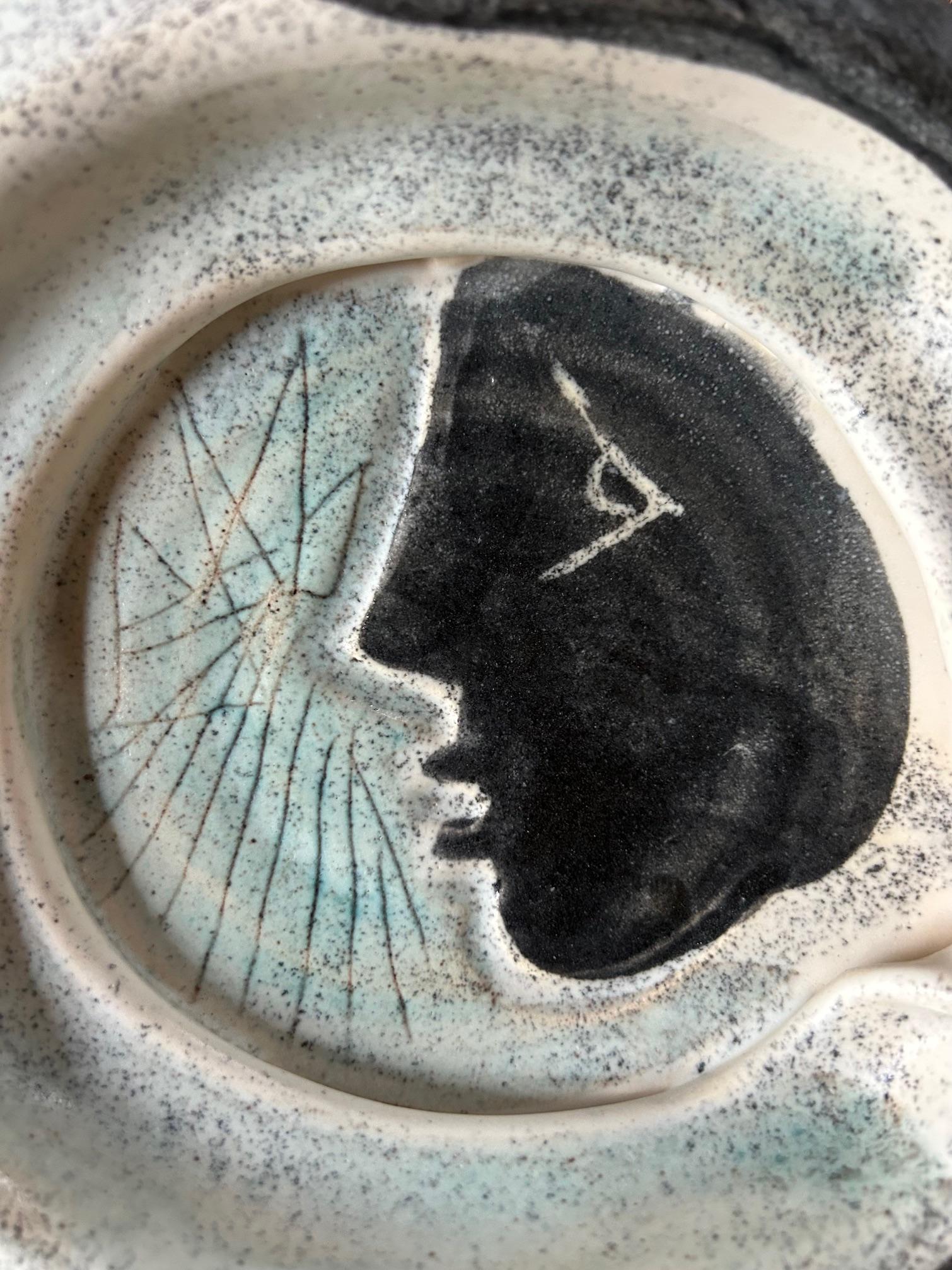 Hand-Crafted Ceramic decorative Vide-Poche by Mado Jolain, France, Circa 1960's For Sale