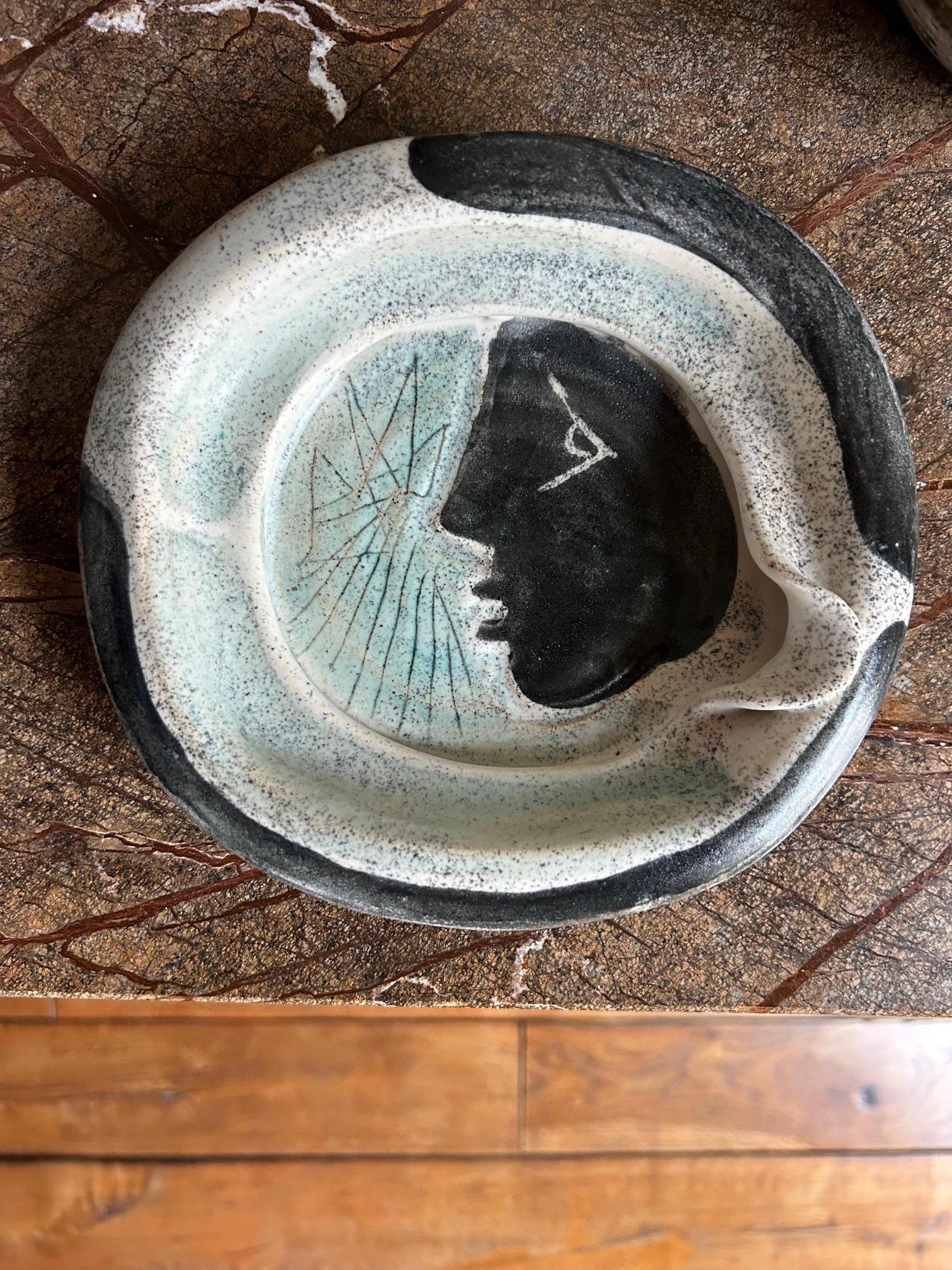 Mid-20th Century Ceramic decorative Vide-Poche by Mado Jolain, France, Circa 1960's For Sale