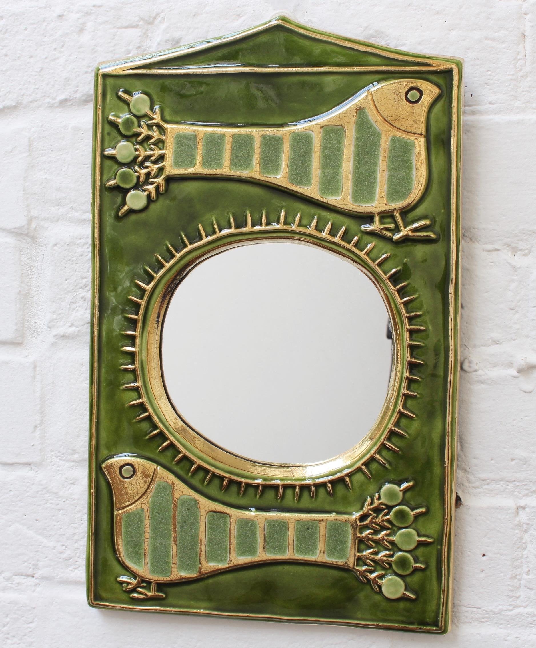 Ceramic Decorative Wall Mirror by Mithé Espelt, 'circa 1970s' 4
