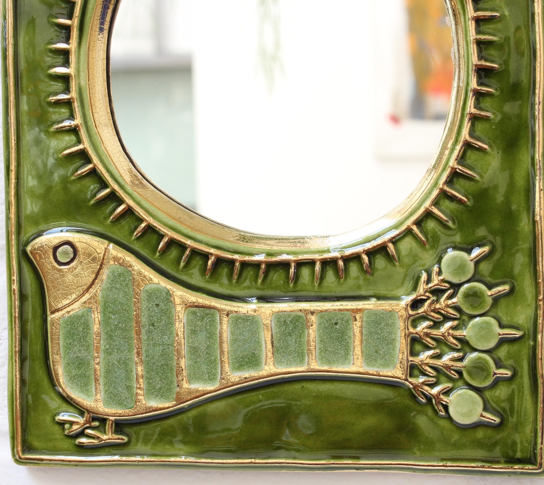 Ceramic Decorative Wall Mirror by Mithé Espelt, 'circa 1970s' 6