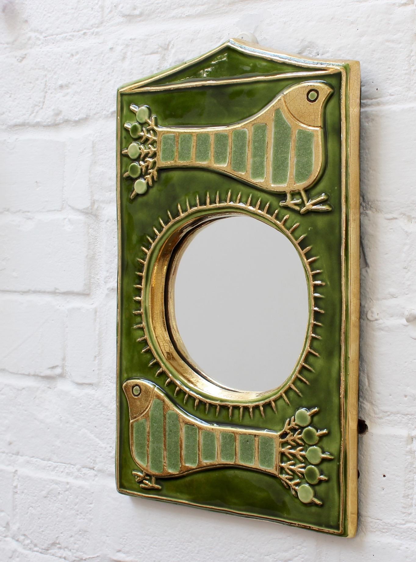 Ceramic Decorative Wall Mirror by Mithé Espelt, 'circa 1970s' 3