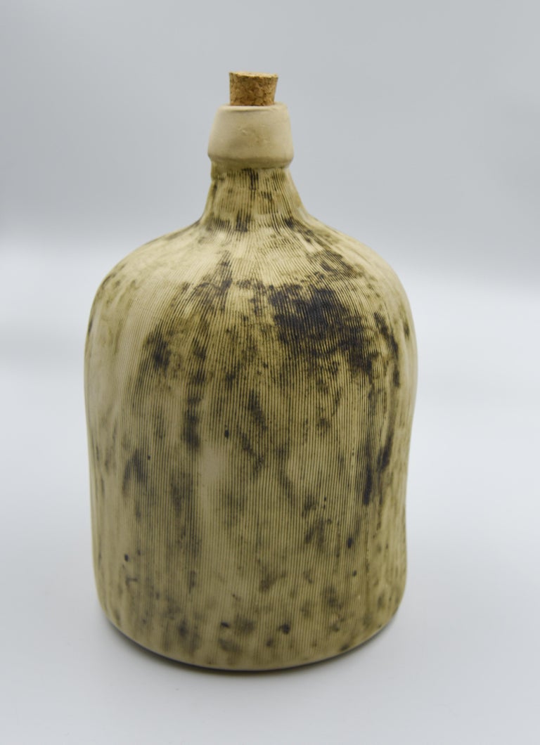 Hand-Crafted Ceramic Demijohn Bottle Mexican Mezcal Container Clay Oaxaca Rustic Design  For Sale