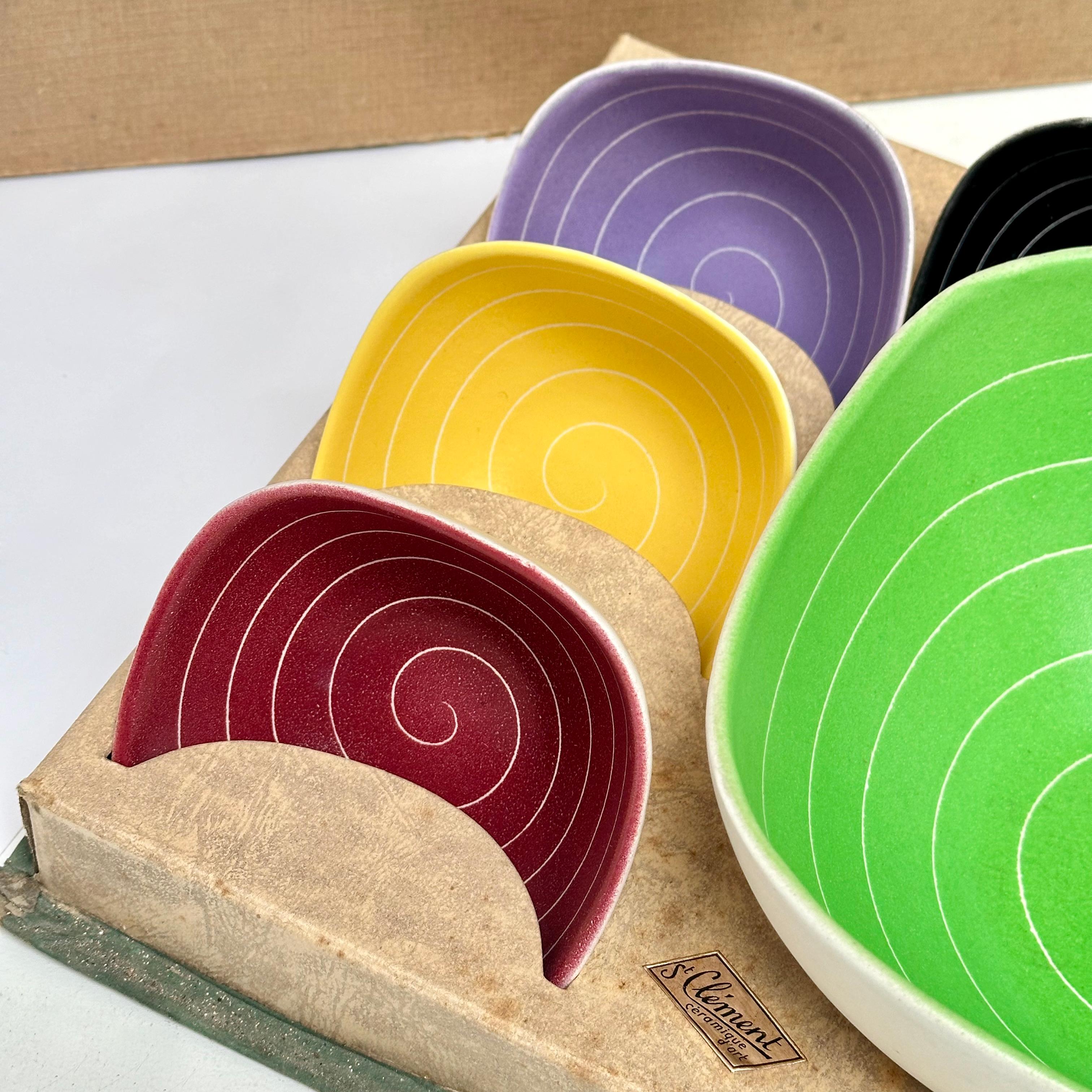 Ceramic Dessert Set, Saint-Clement, France c. 1950 For Sale 7