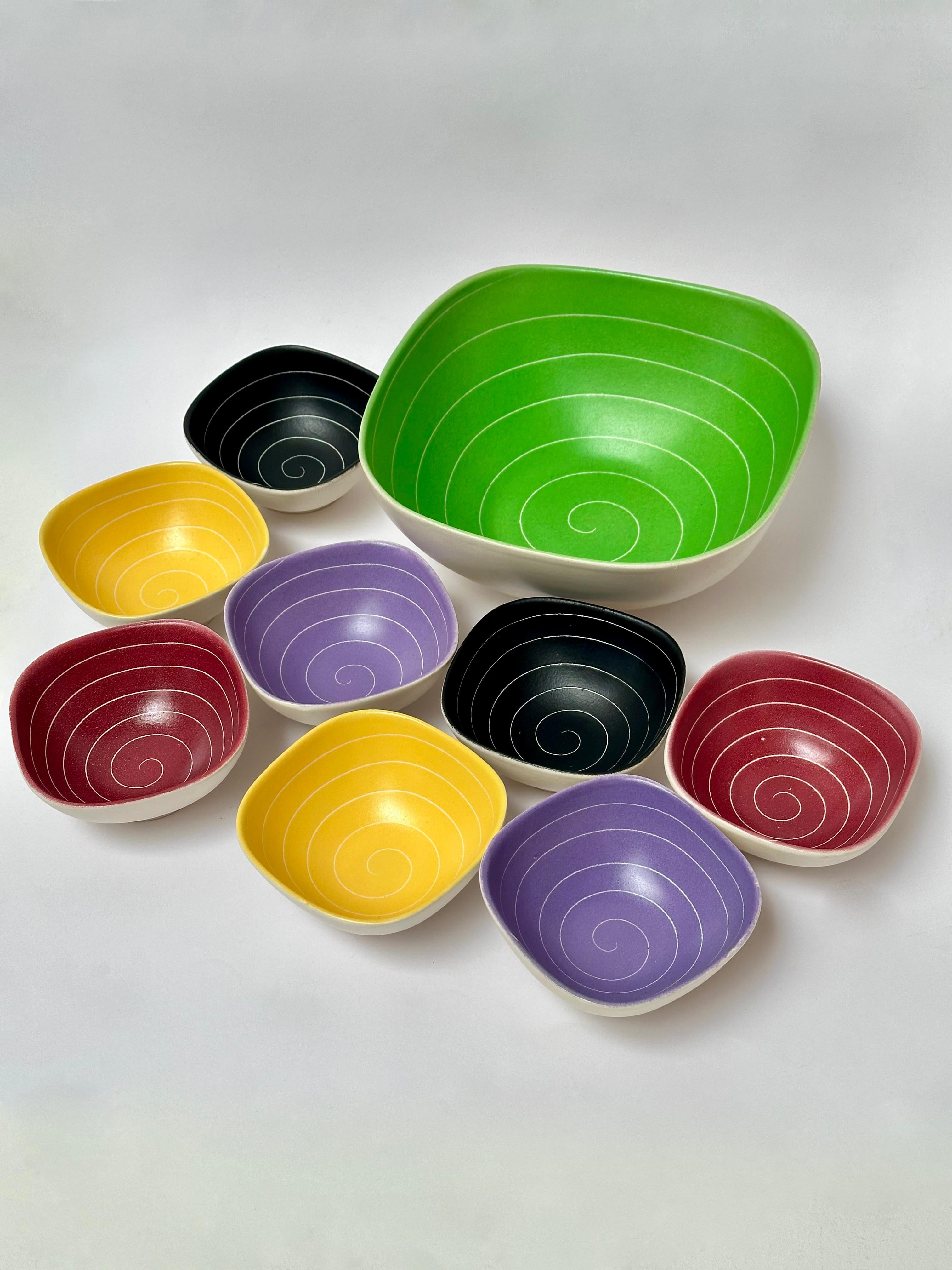 Ceramic Dessert Set, Saint-Clement, France c. 1950 For Sale 8