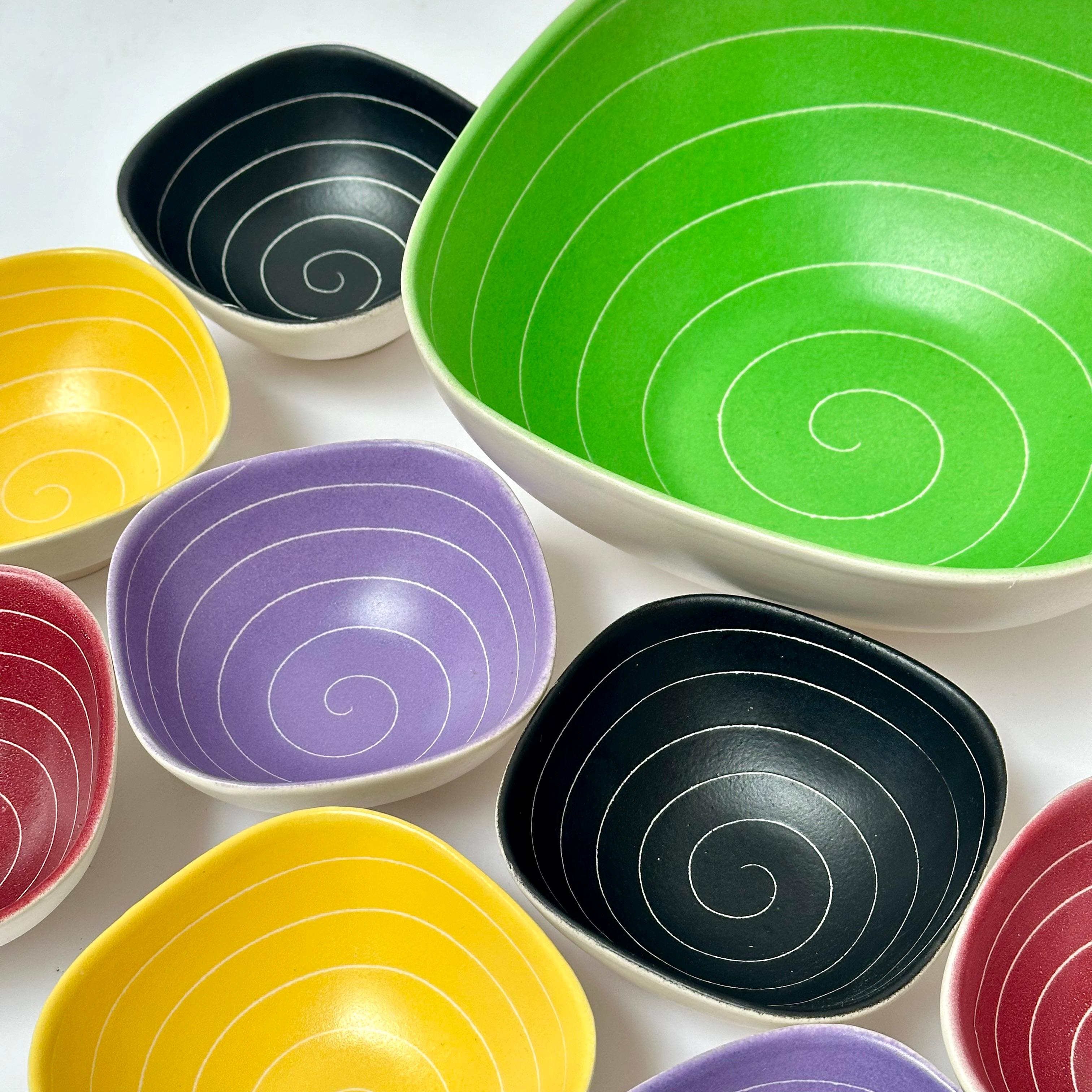 Glazed Ceramic Dessert Set, Saint-Clement, France c. 1950 For Sale