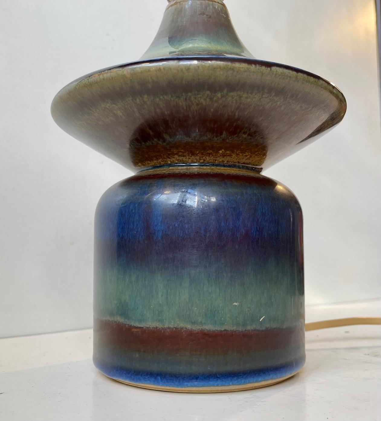 Ceramic Diablo Table Lamp in Multiple Glazes by Einar Johansen for Søholm, 1960s For Sale 1