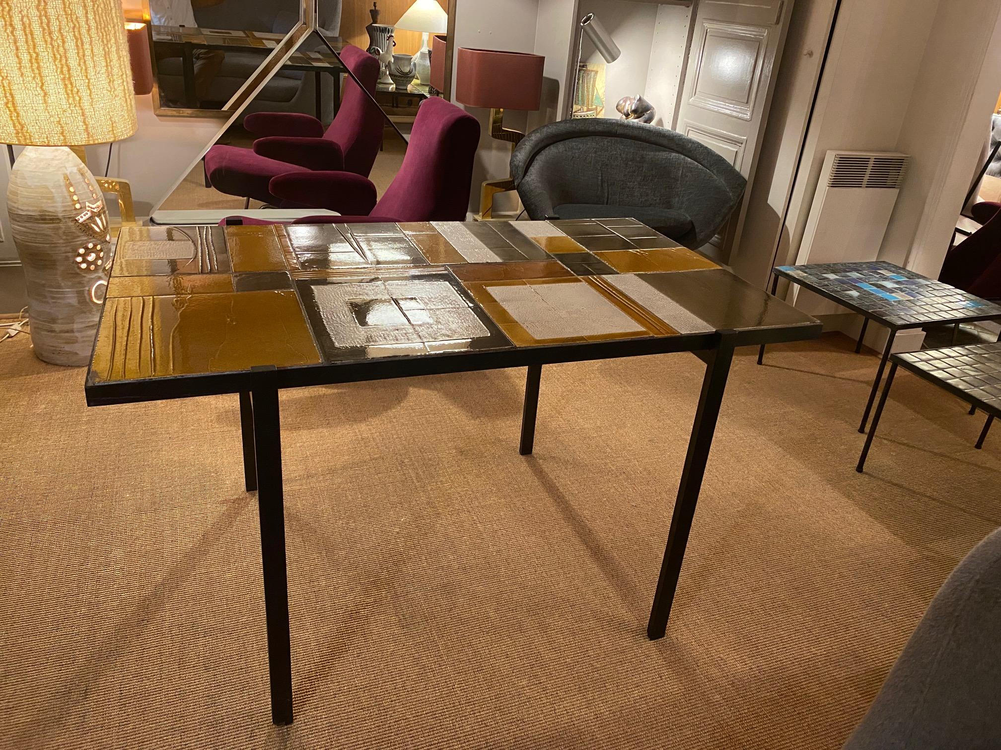 Table de salle à manger en céramique de Roger Capron, France, 1970 en vente 1