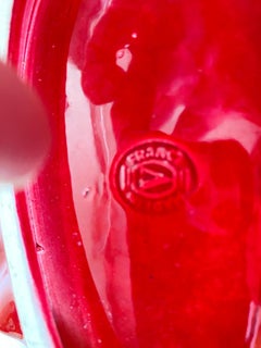 Ceramic Dish Ashtray or Centrepiece in Ceramic Art Deco Red Color