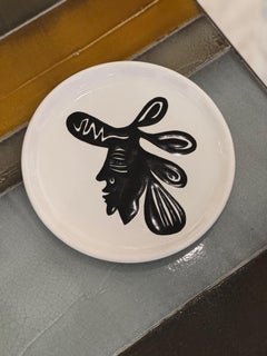 Ceramic Dish/decorative plate with Face Signed by Jean Lurçat 1950s