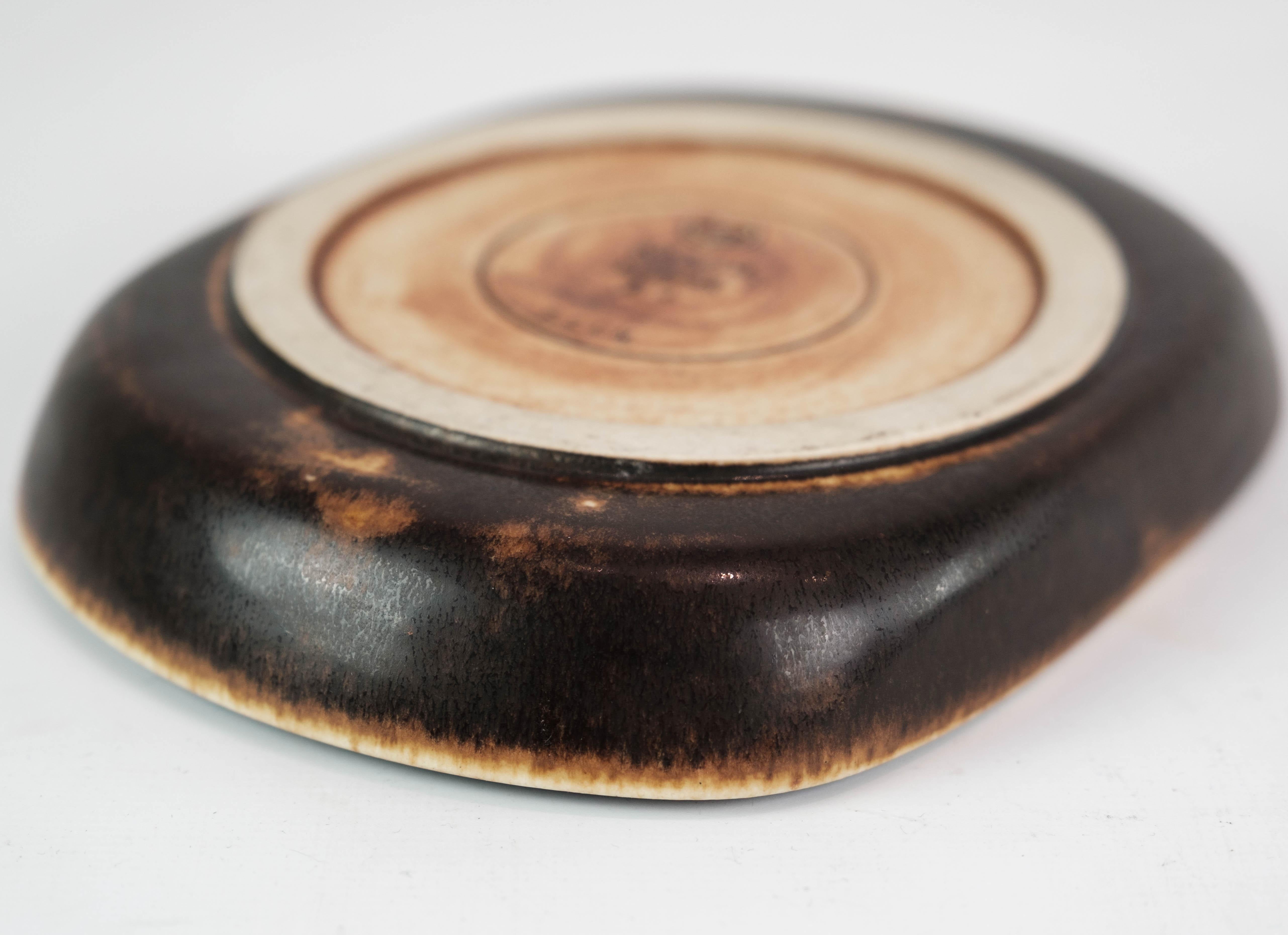 Ceramic Dish in Brown Colors by the Artist Eva Stæhr-nielsen for Saxbo 1