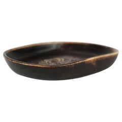 Ceramic Dish in Brown Colors by the Artist Eva Stæhr-nielsen for Saxbo