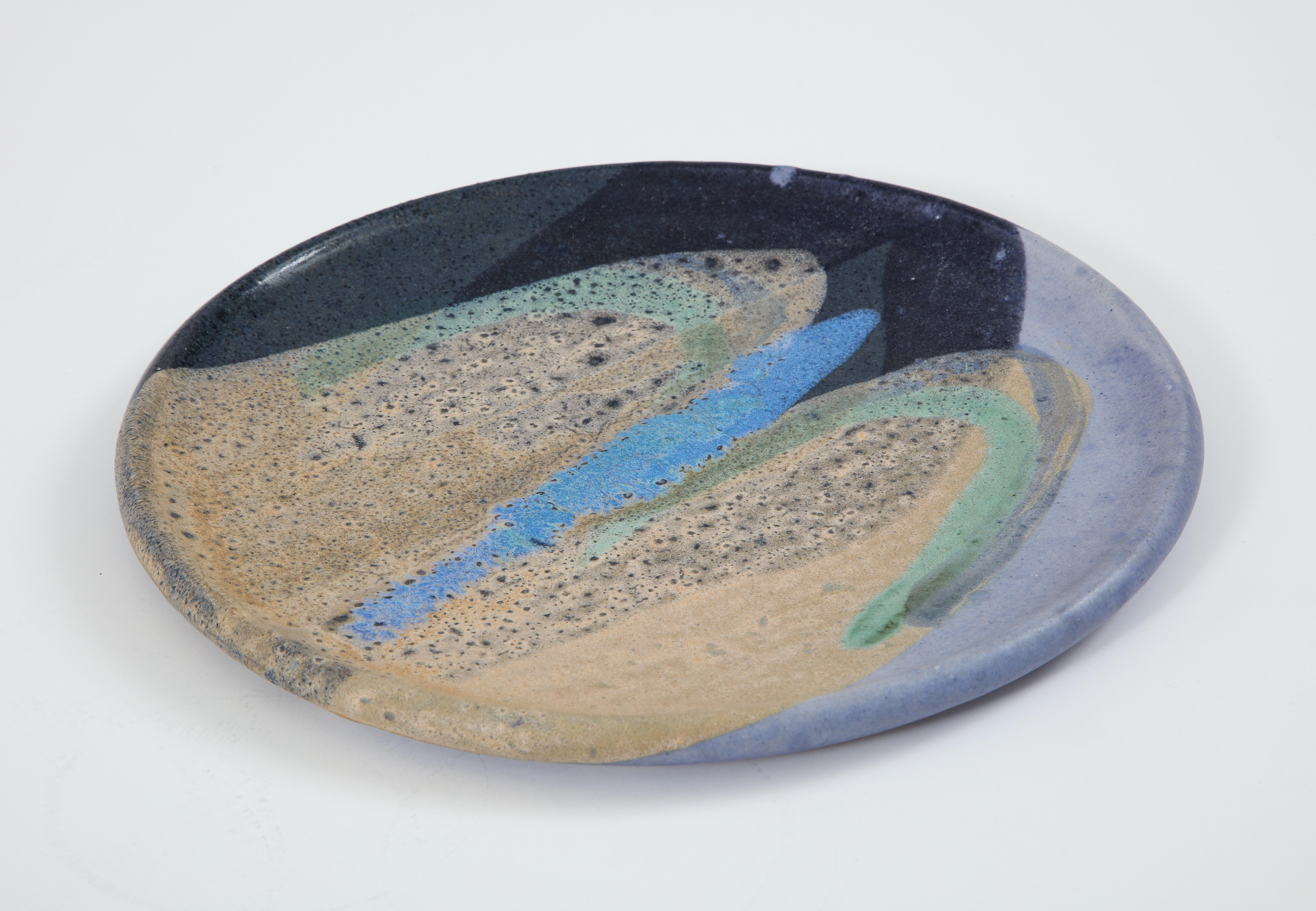 American Ceramic Dish with Abstract Enamel Glaze