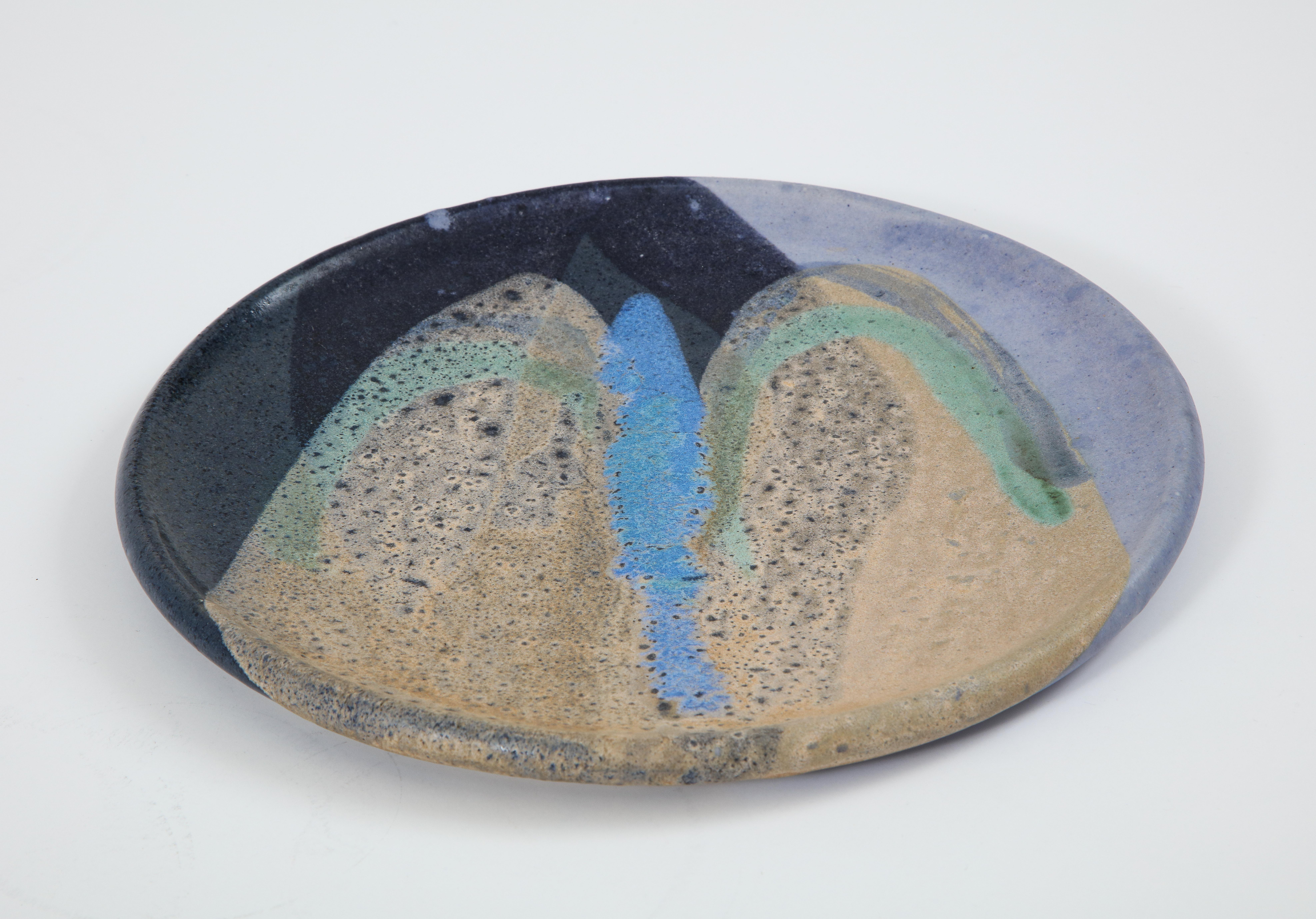 Ceramic Dish with Abstract Enamel Glaze In Good Condition In Brooklyn, NY