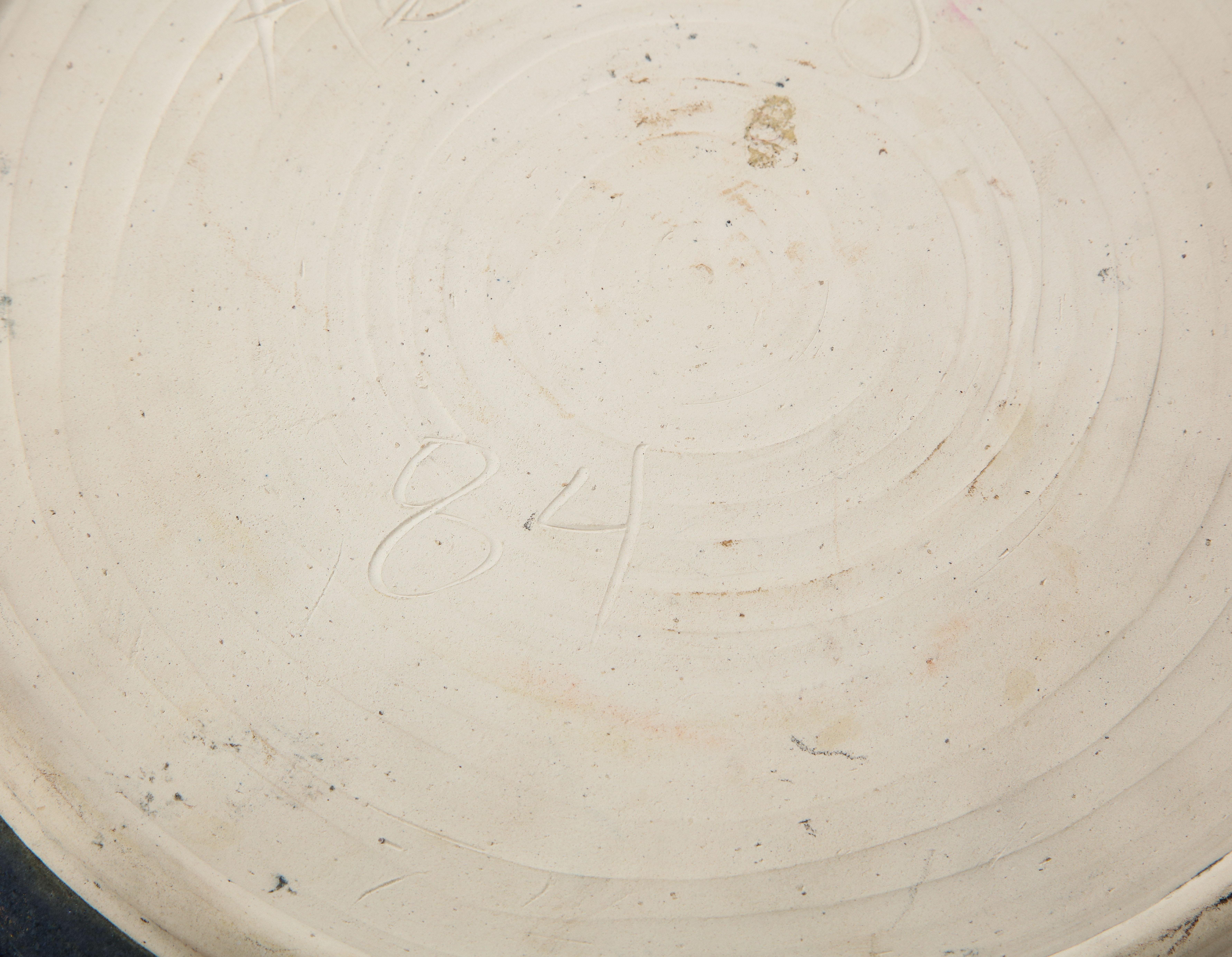 20th Century Ceramic Dish with Abstract Enamel Glaze