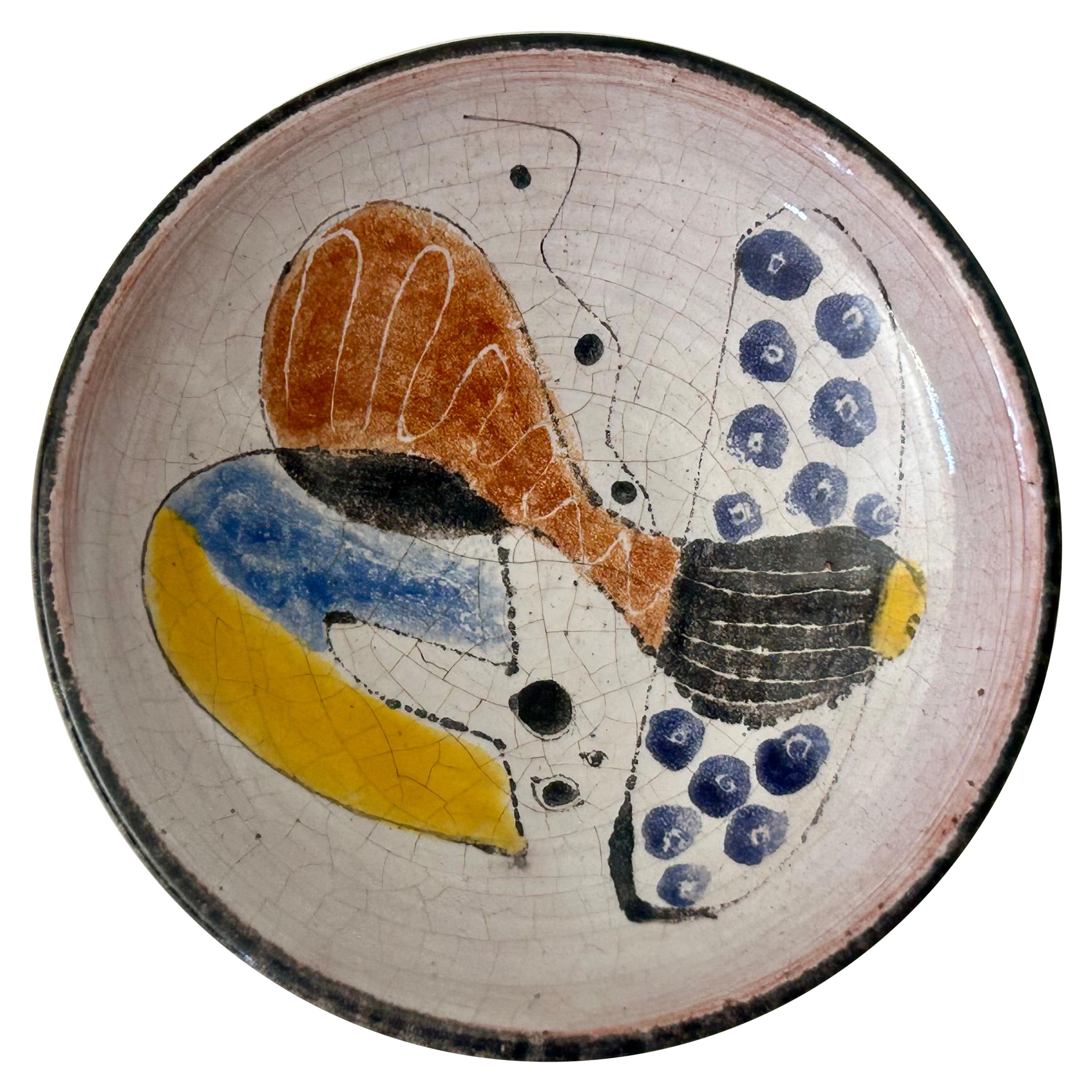 Ceramic Dish with Abstract Painting Objet d'Art