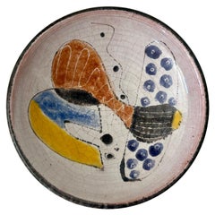 Ceramic Dish with Abstract Painting Objet d'Art