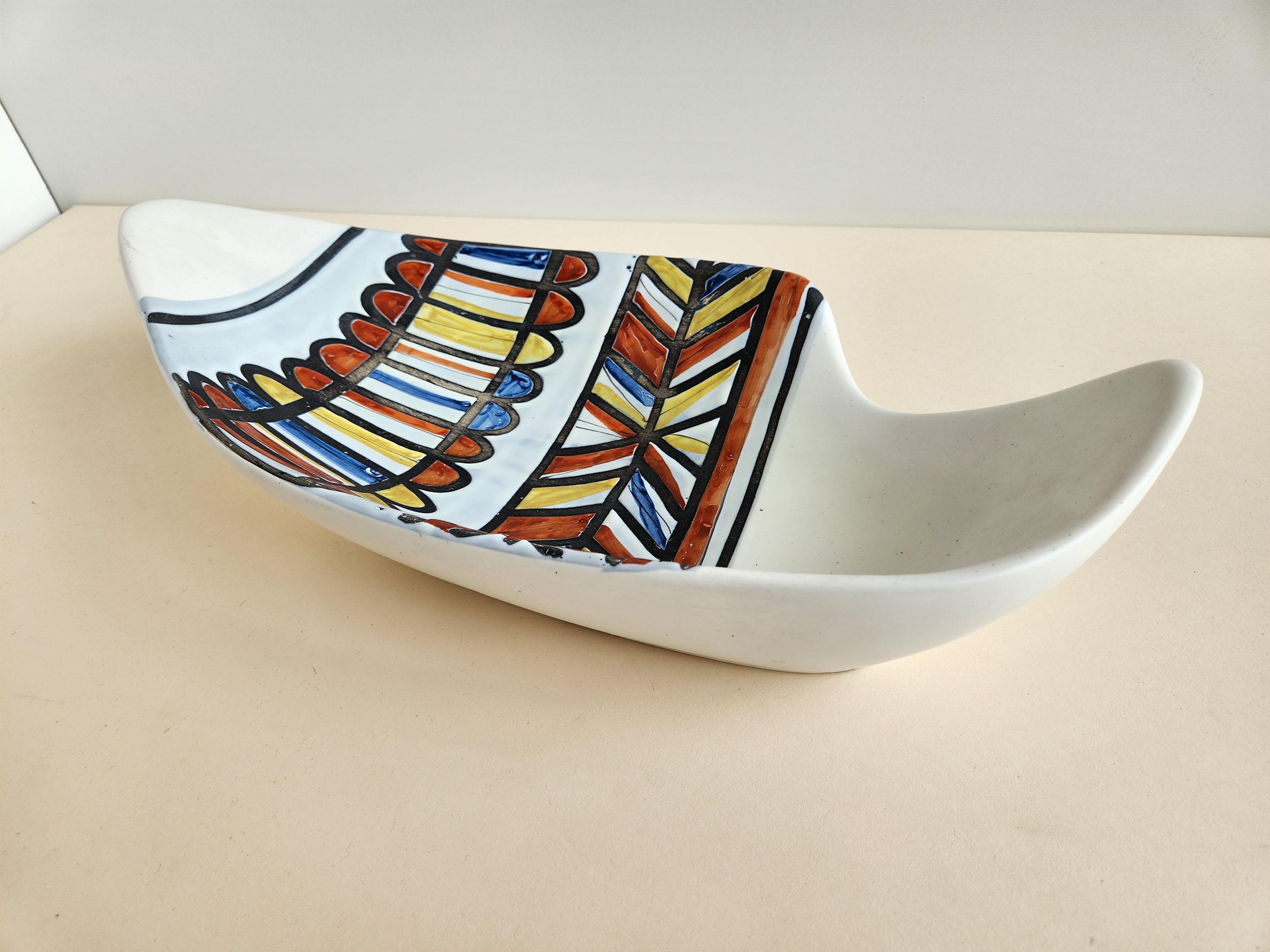 Mid-20th Century Roger Capron - Ceramic Dish with Banded Design For Sale