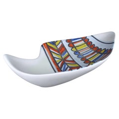 Vintage Ceramic Dish with Banded Design by Roger Capron