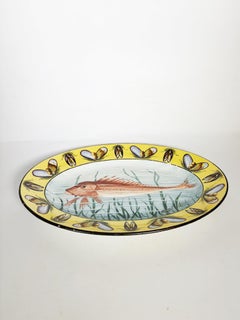 Ceramic Dish with Fish Decoration, France, 1960s