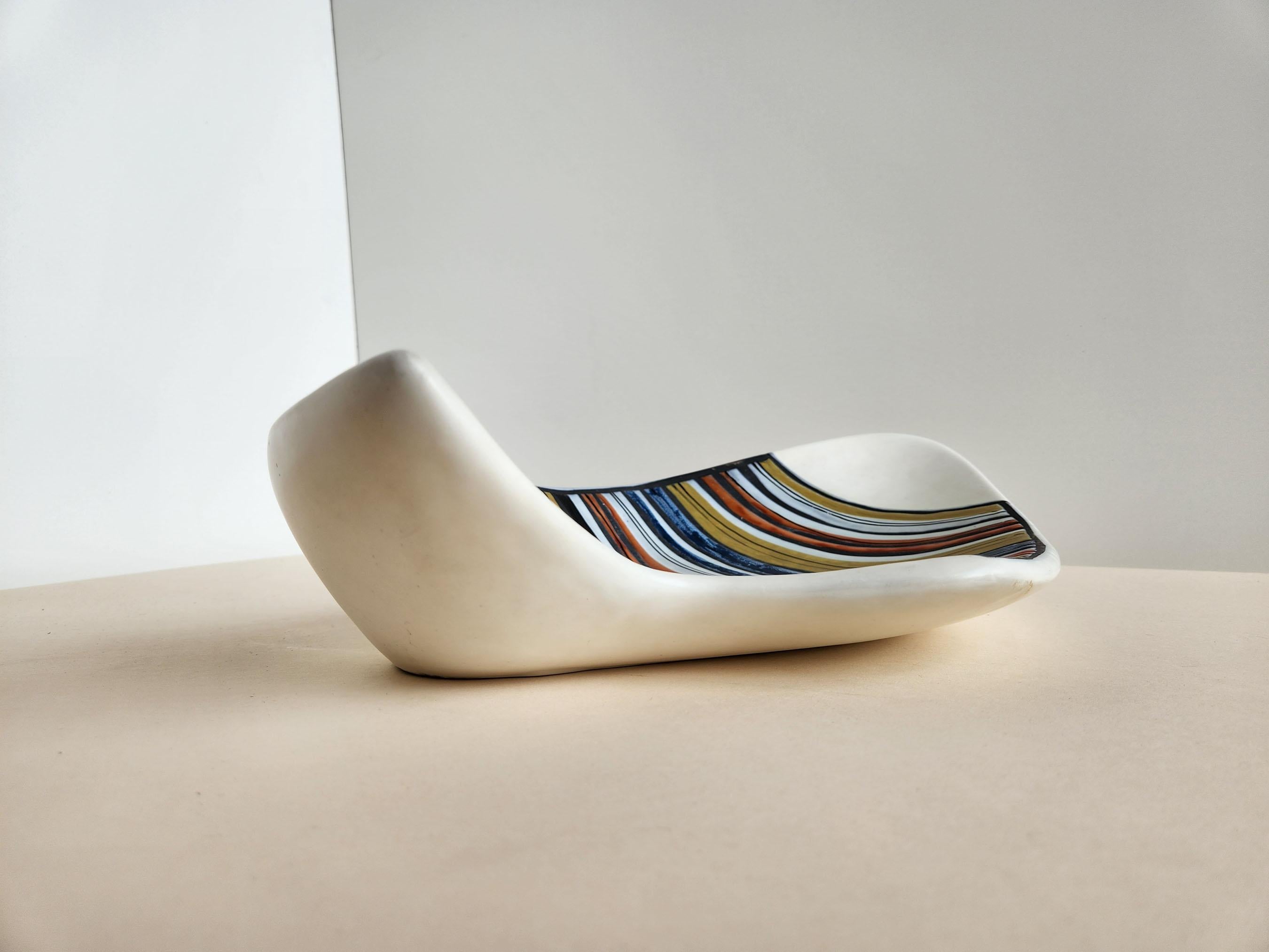 Roger Capron – Keramikschale mit Streifen  (Moderne der Mitte des Jahrhunderts) im Angebot