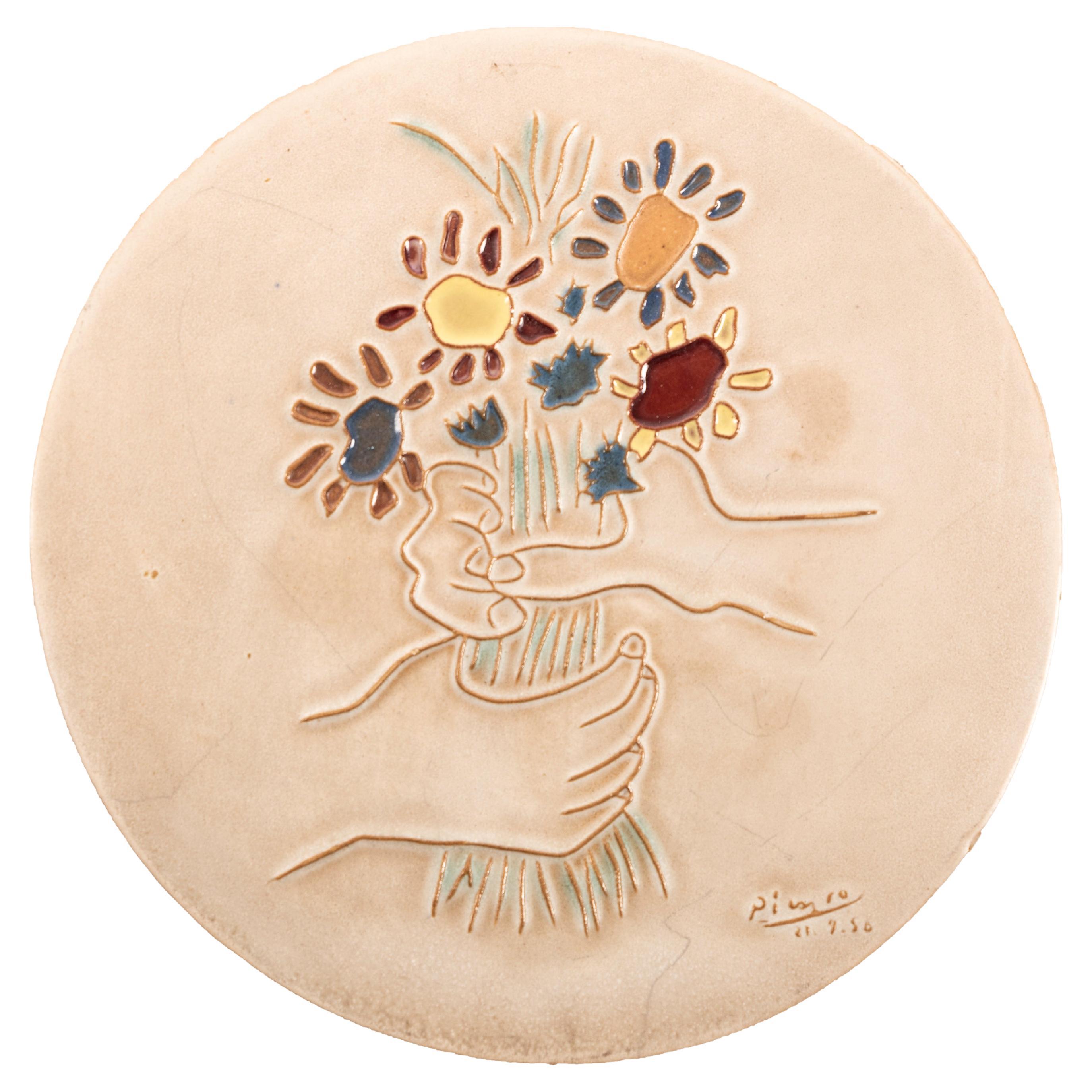 Plats en céramique attribués à Pablo Picasso, années 1950, lot de 2 en vente