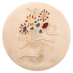 Plats en céramique attribués à Pablo Picasso, années 1950, lot de 2