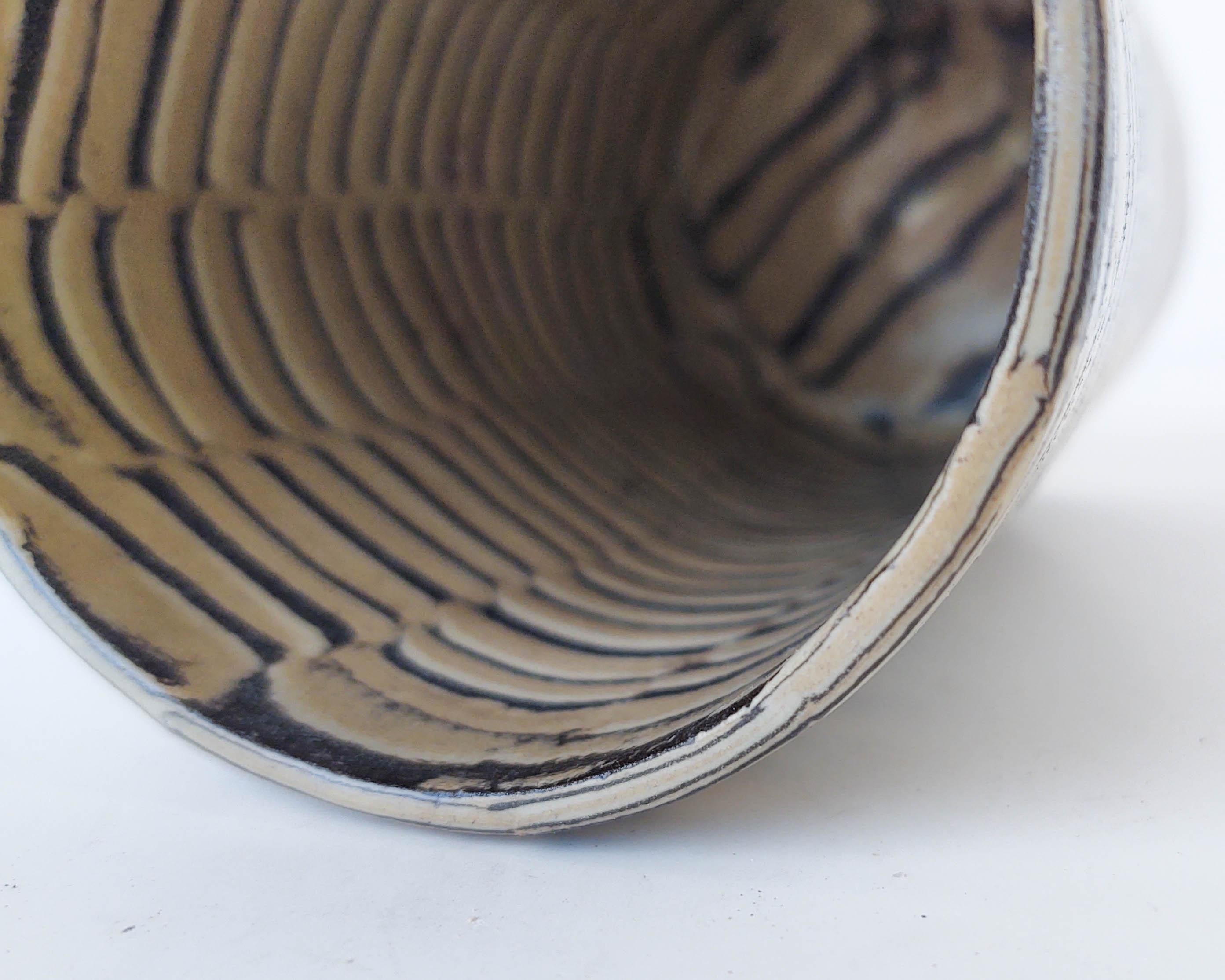 Ceramic Distorted Stripes Tan Vase by Fizzy Ceramics For Sale 3