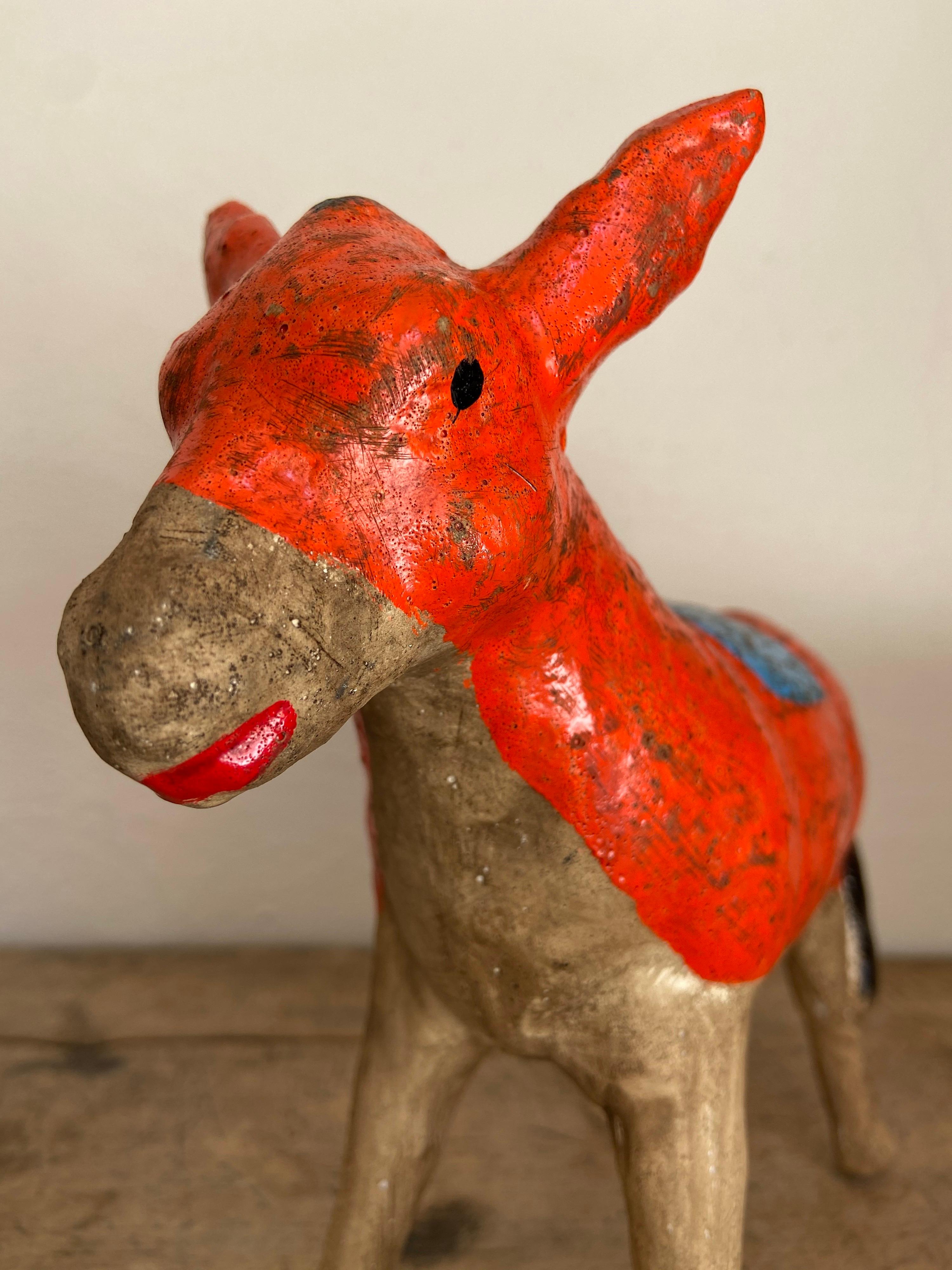 Hand-Crafted Ceramic Donkey Piggy Bank from Mexico, 1980s