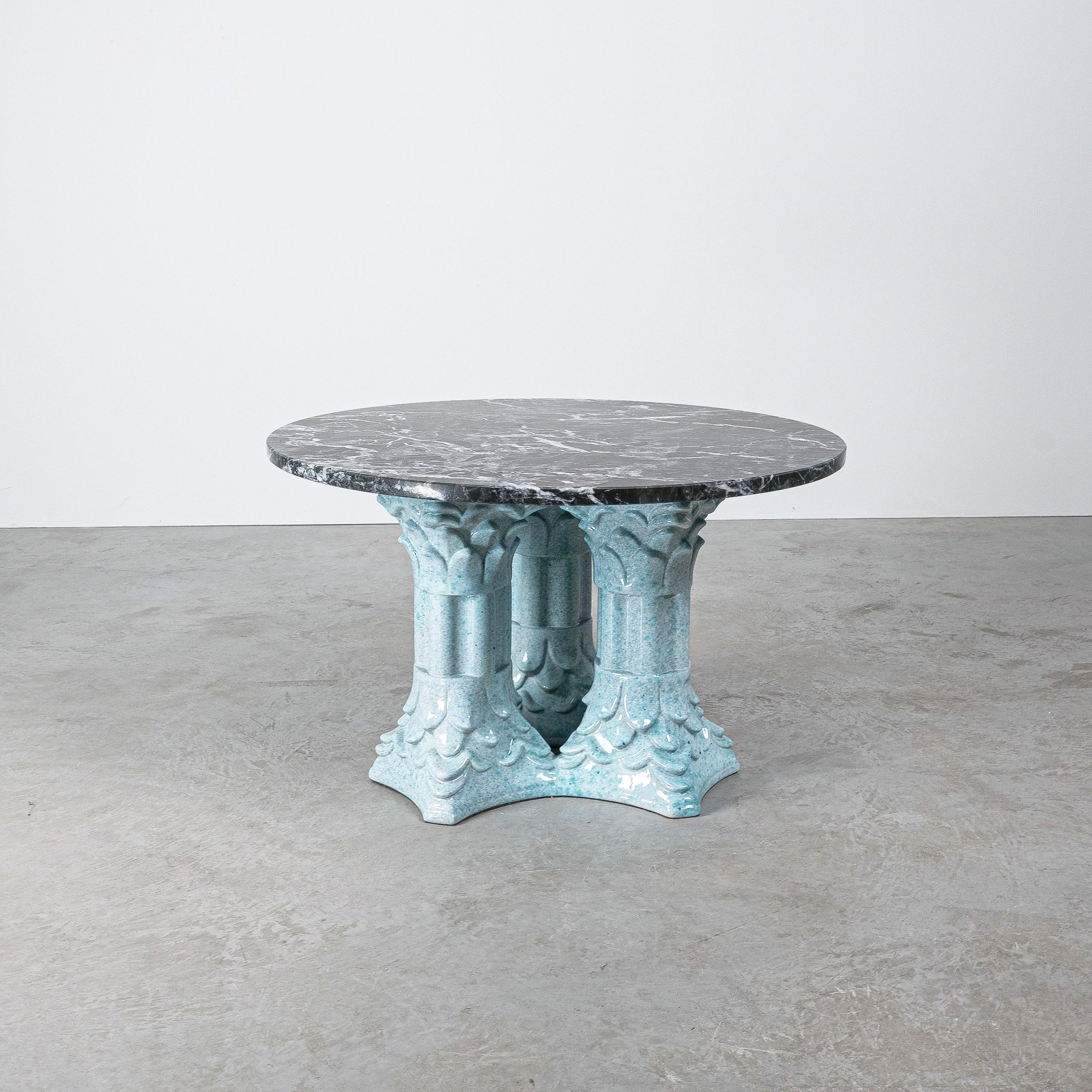 Mid-Century Modern Ceramic Doric Pilar Table Bespoke Design, Italy, 1950 For Sale