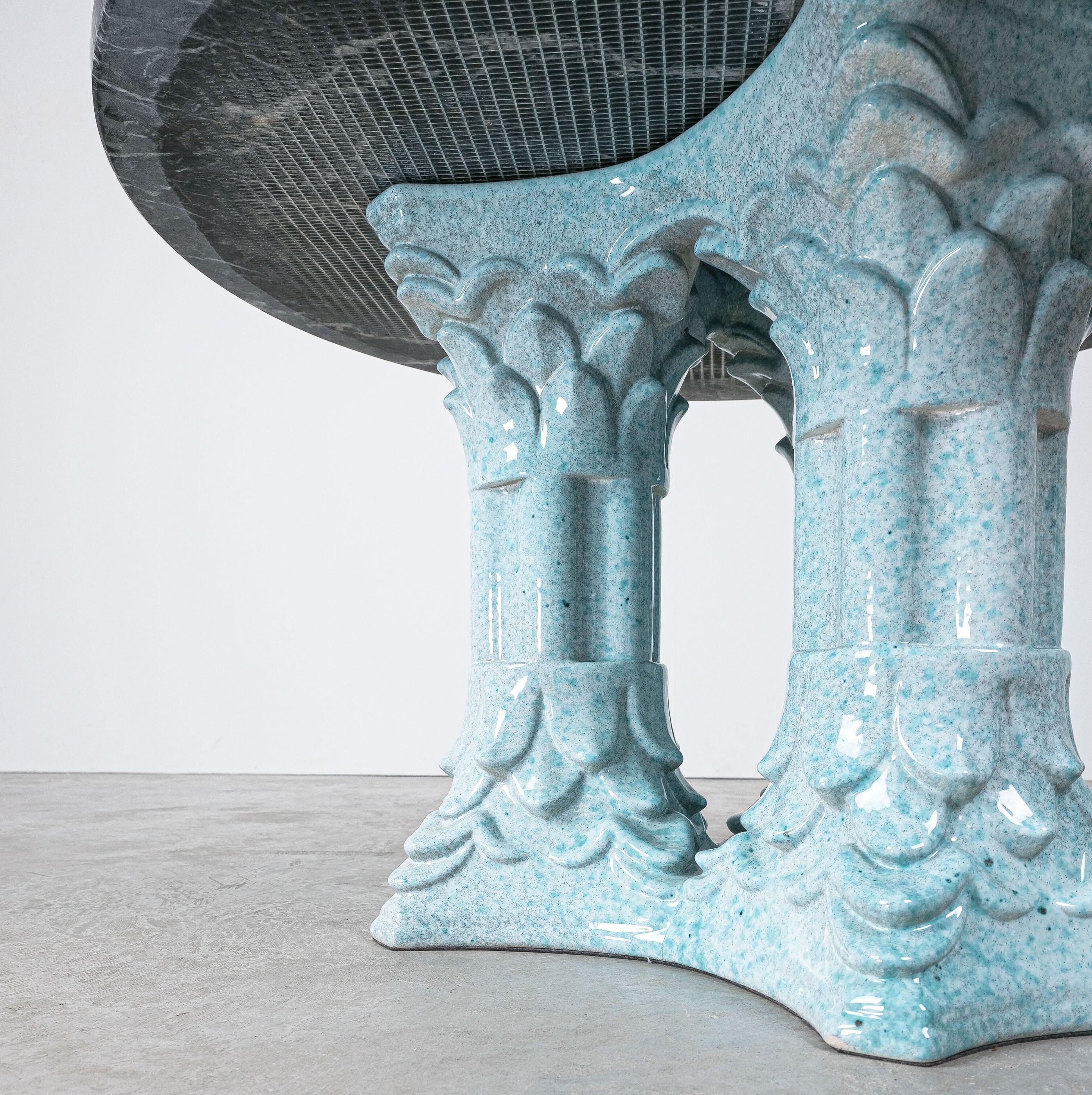 Glazed Ceramic Doric Pilar Table Bespoke Design, Italy, 1950 For Sale