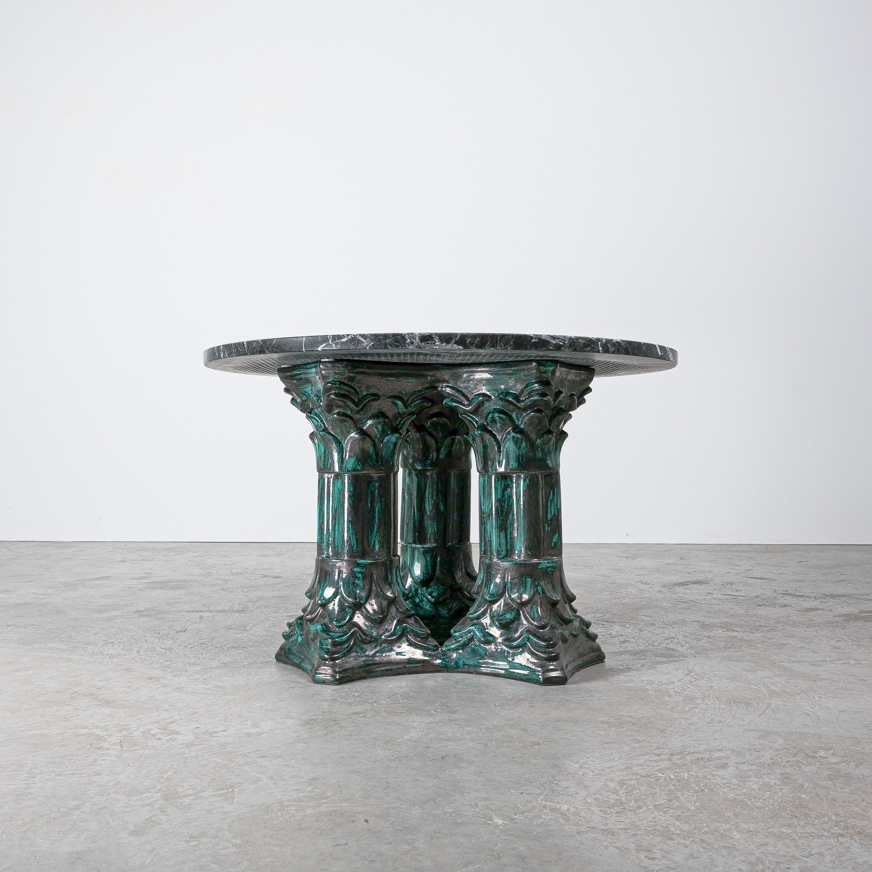 Glazed Ceramic Doric Pilar Table Bespoke Design, Italy, 1950 For Sale