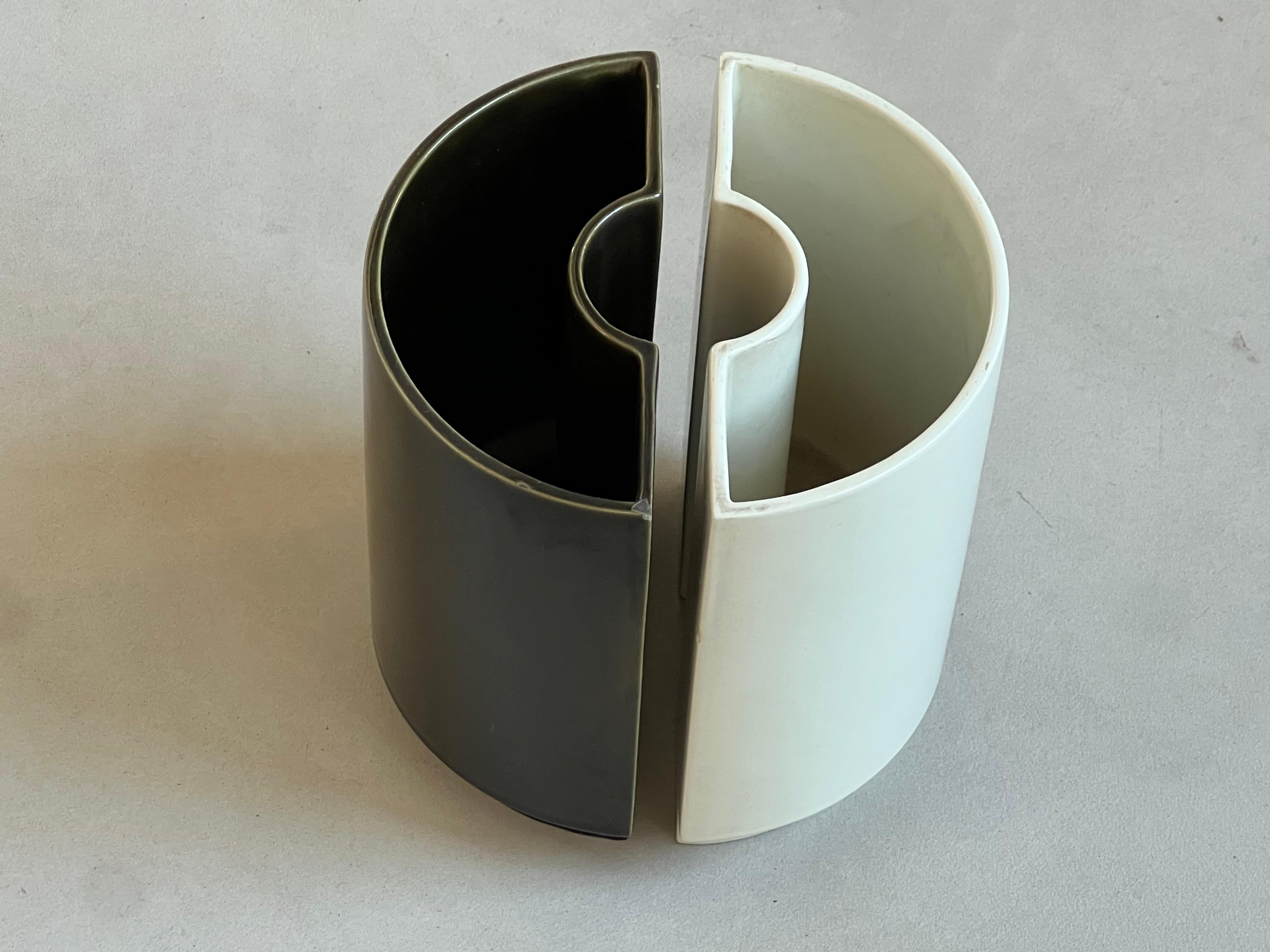 Keramik-Doppelvase, Cansano Ceramiche hergestellt in Italien 1970er Jahre, Torino im Angebot 9