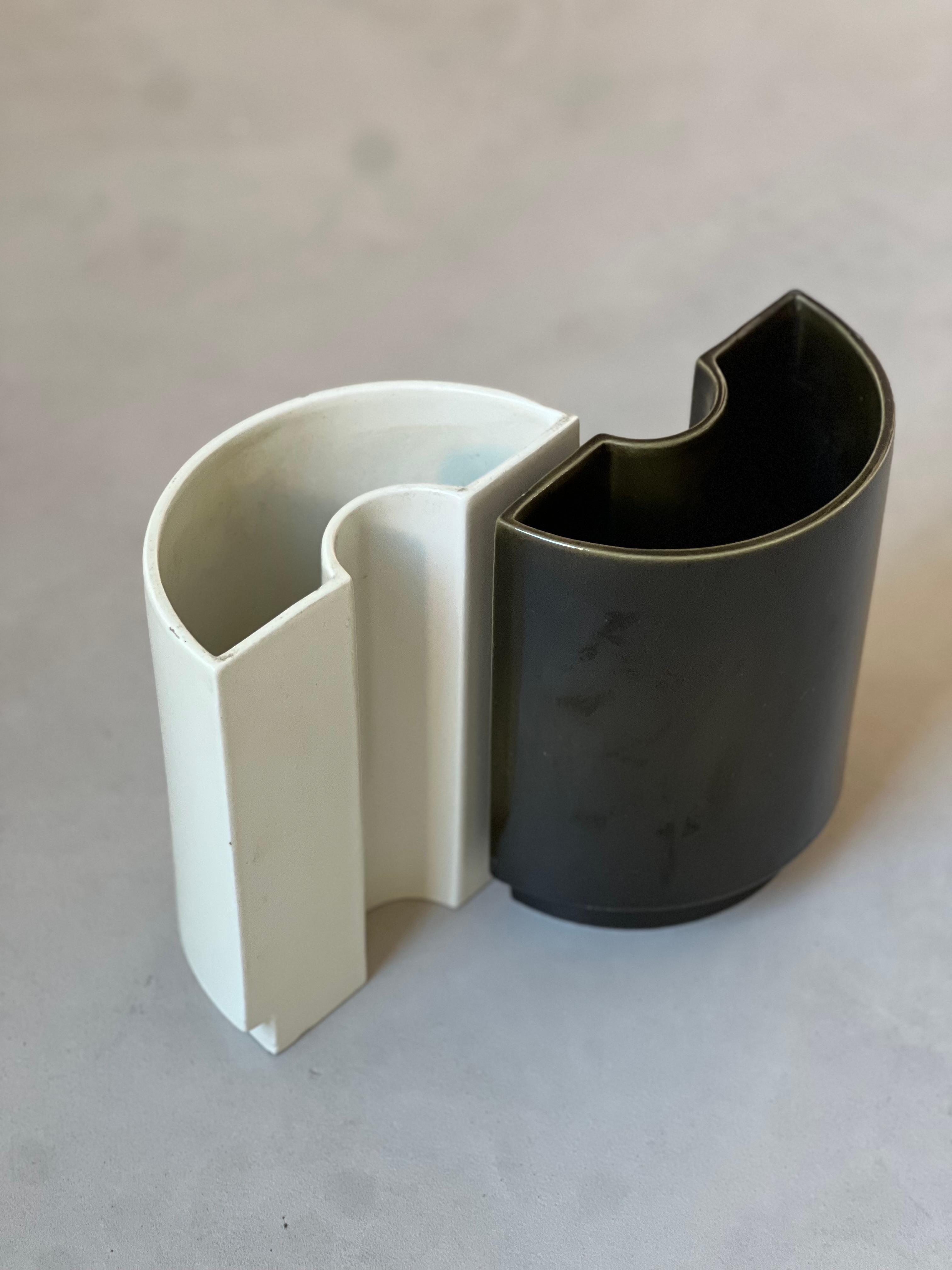 Keramik-Doppelvase, Cansano Ceramiche hergestellt in Italien 1970er Jahre, Torino im Angebot 12
