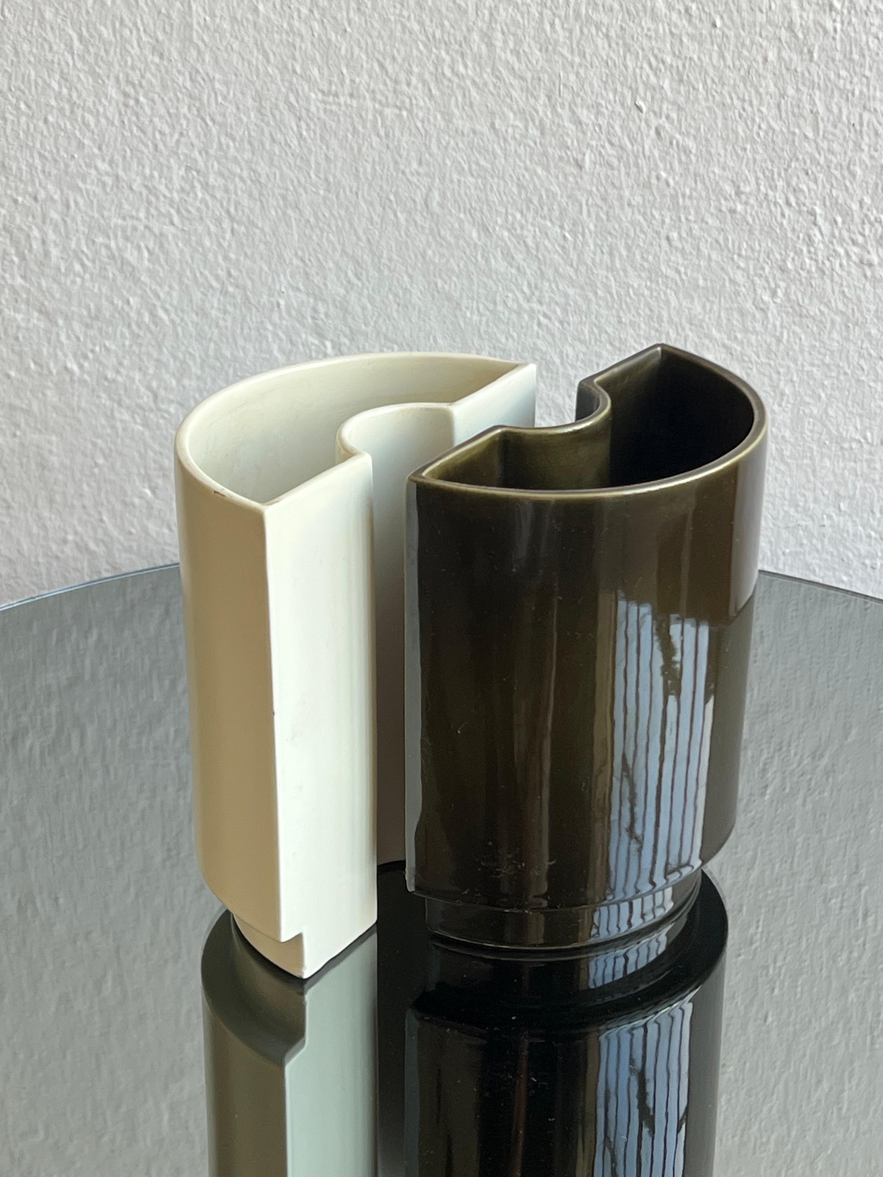 Keramik-Doppelvase, Cansano Ceramiche hergestellt in Italien 1970er Jahre, Torino im Angebot 2