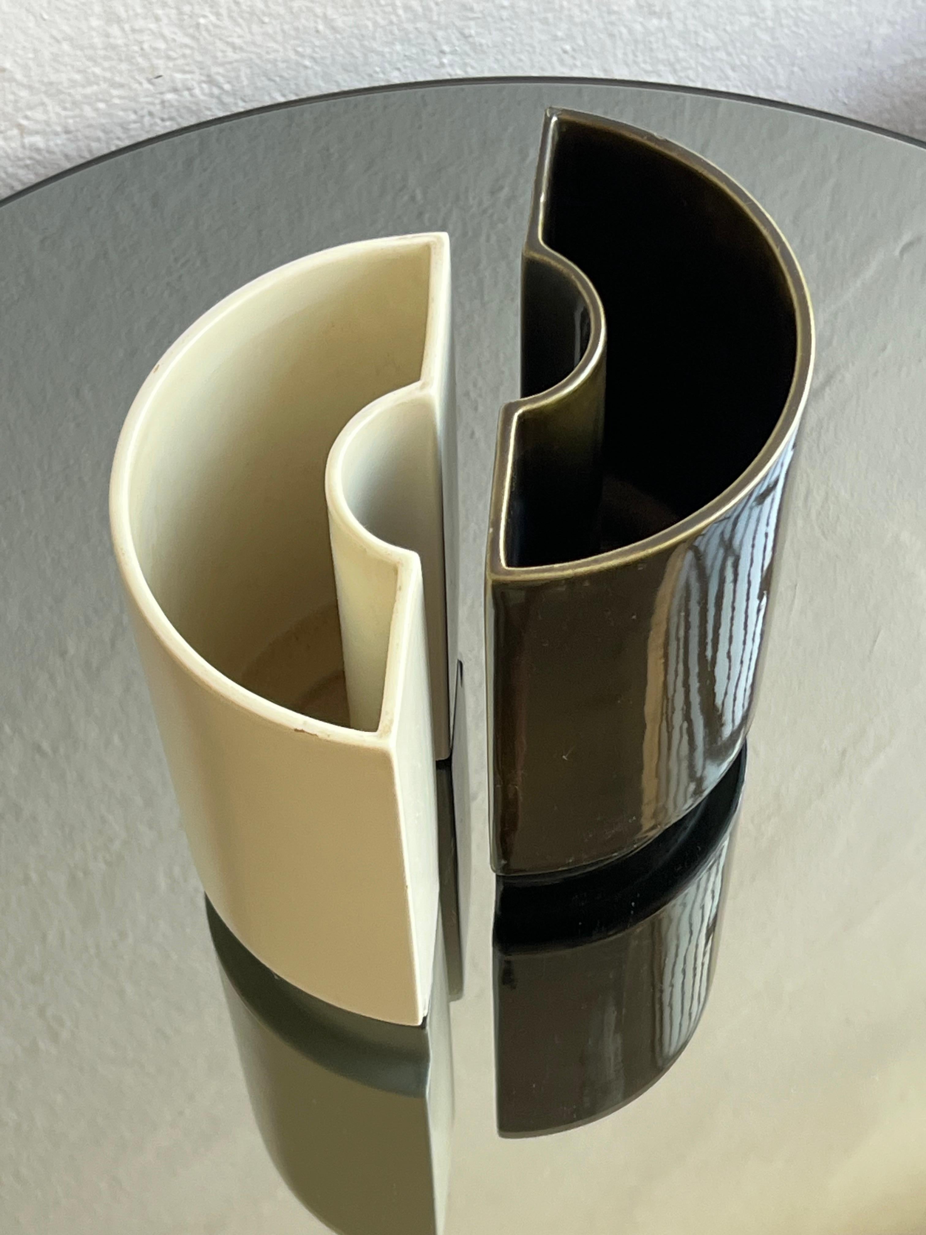 Keramik-Doppelvase, Cansano Ceramiche hergestellt in Italien 1970er Jahre, Torino im Angebot 3