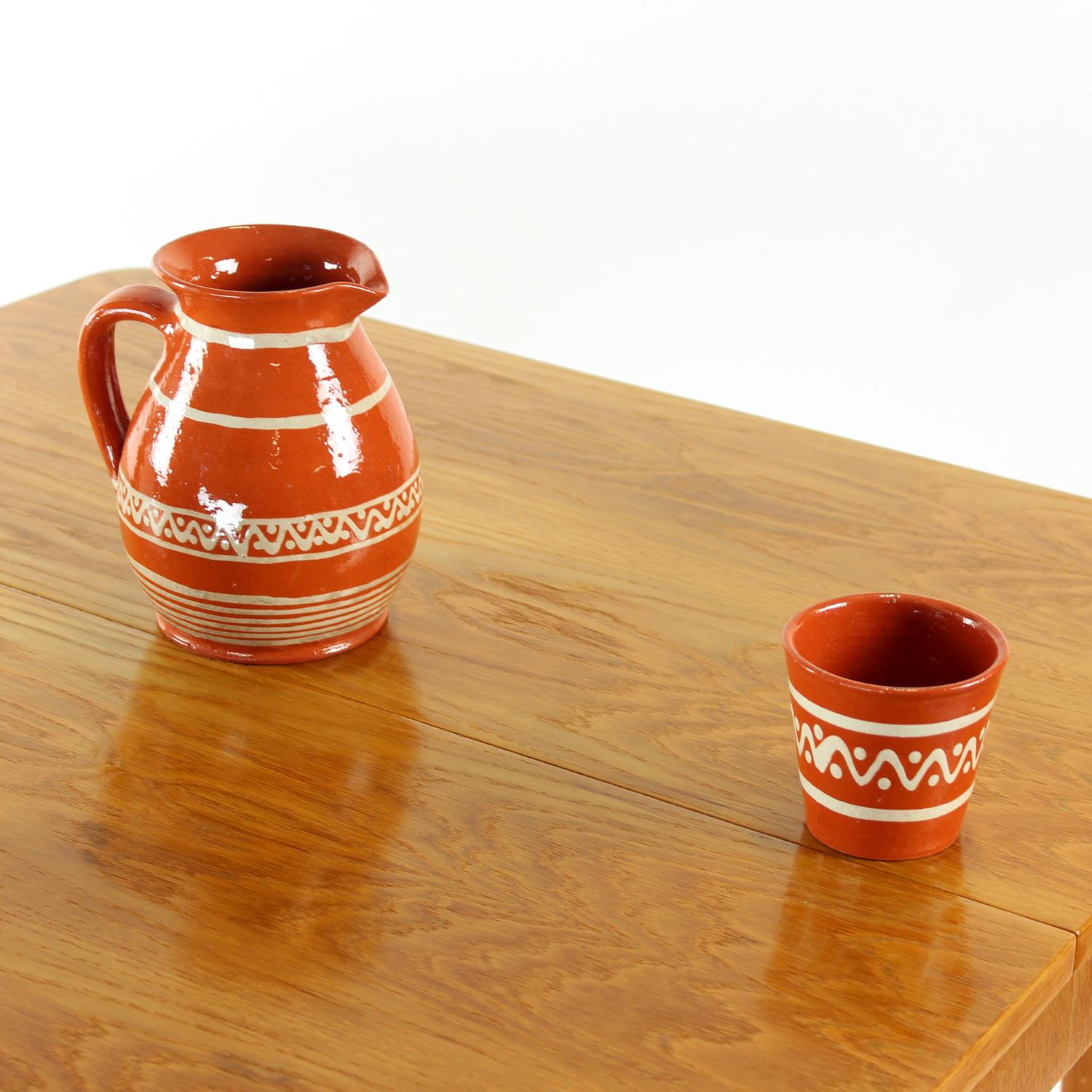 Smaltato Set da bere in ceramica, Cecoslovacchia 1960