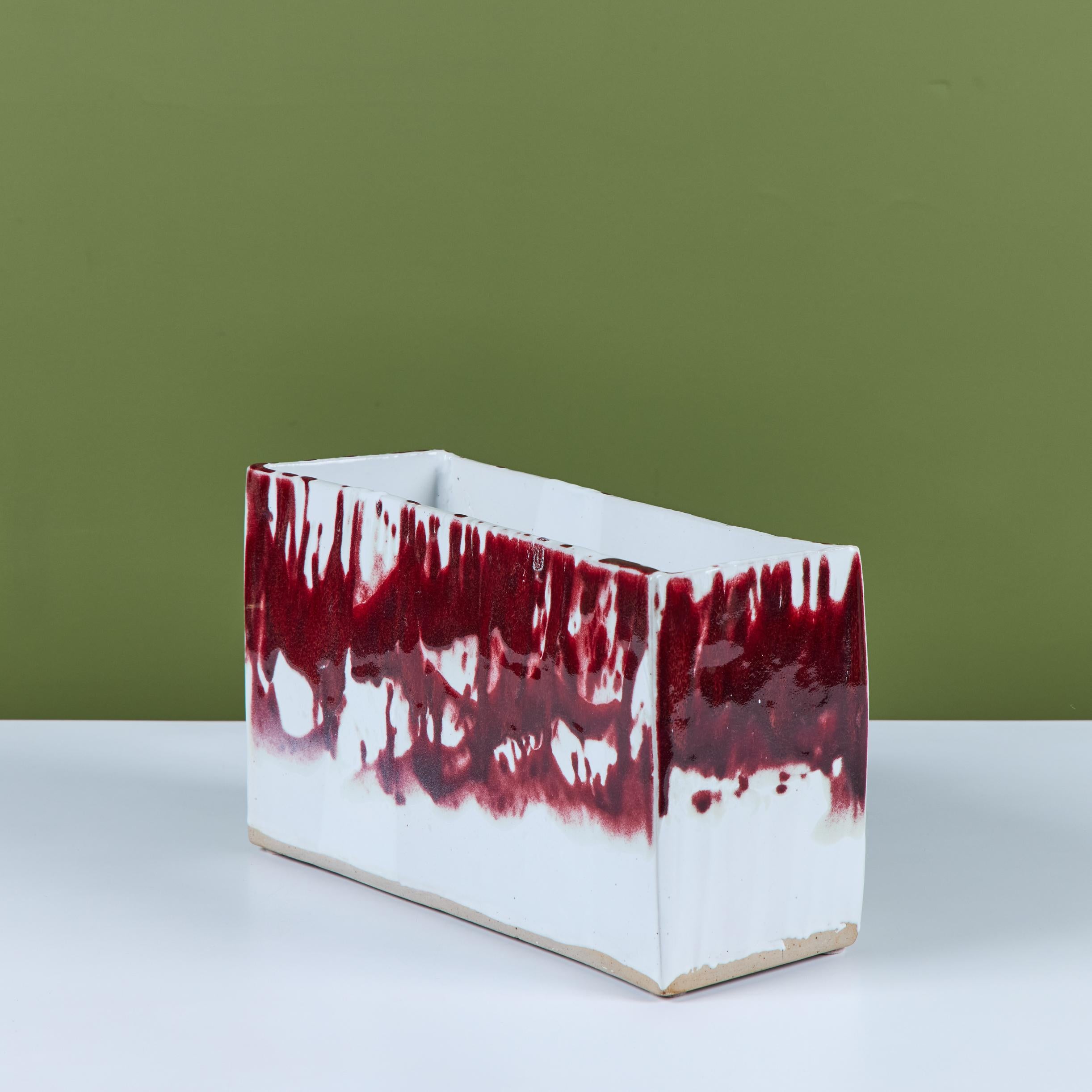 Fioriera in ceramica con smalto a goccia in vendita 2