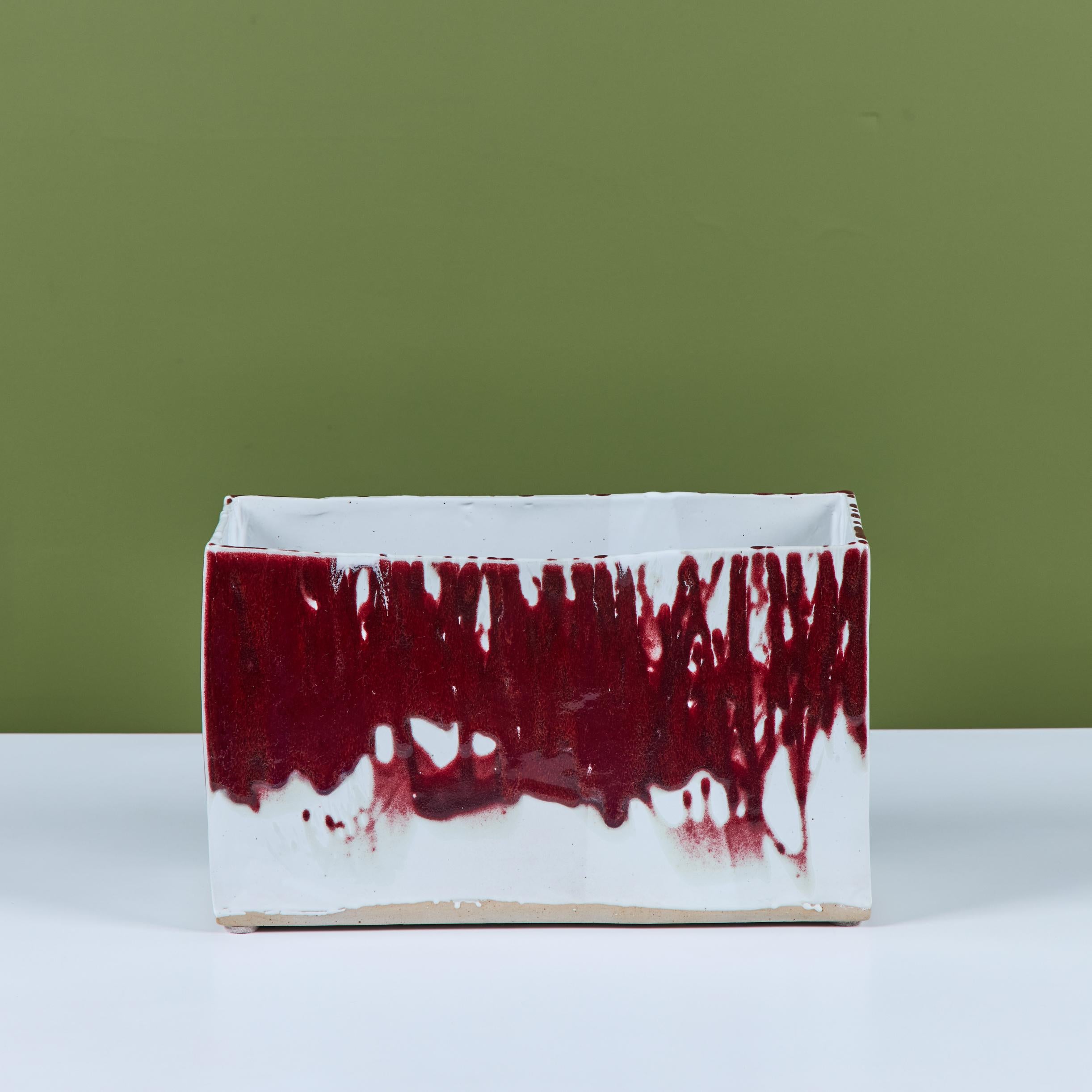 Smaltato Fioriera in ceramica con smalto a goccia in vendita