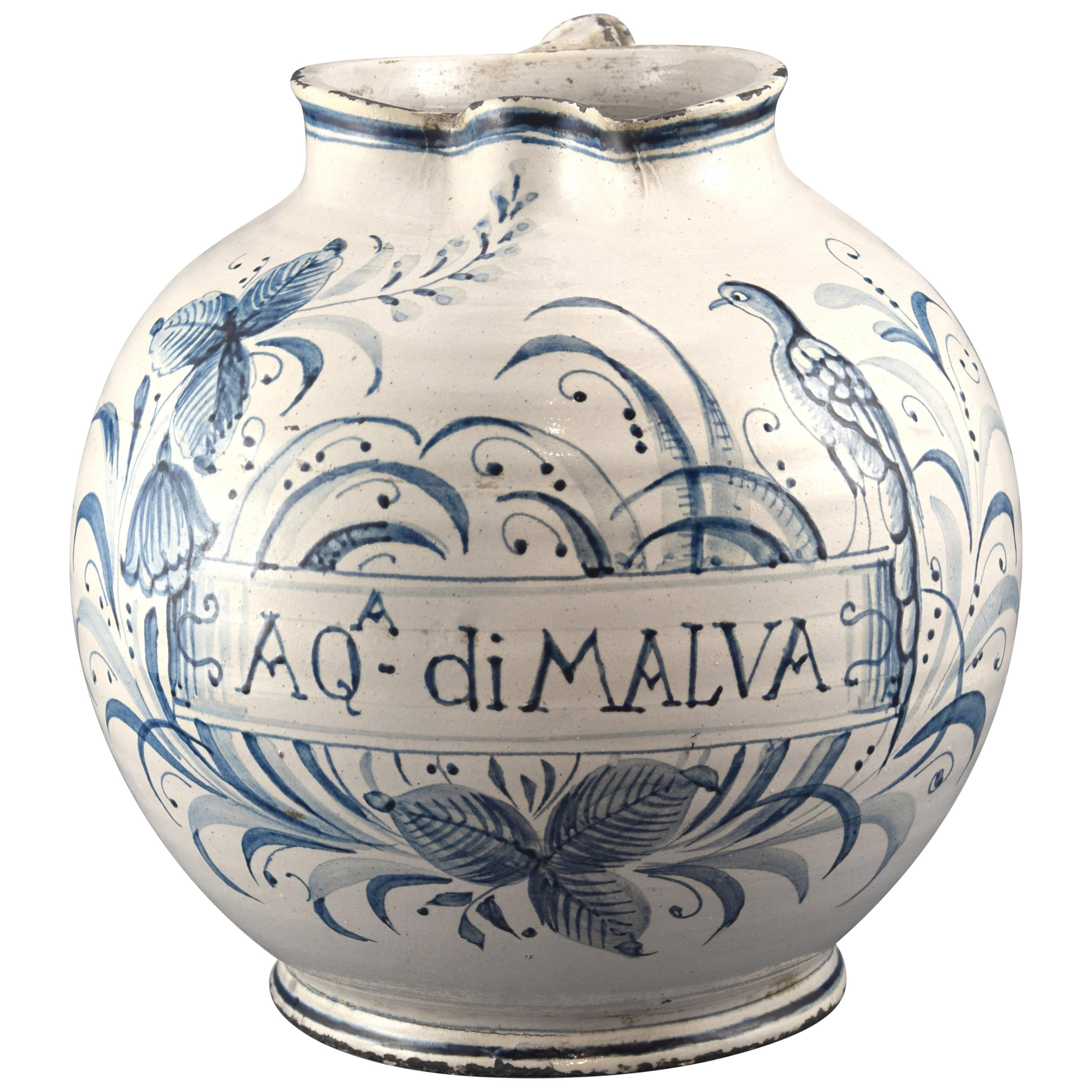 Ceramic Drug Jar or Syrup Jar, Possibly Italy, 18th Century