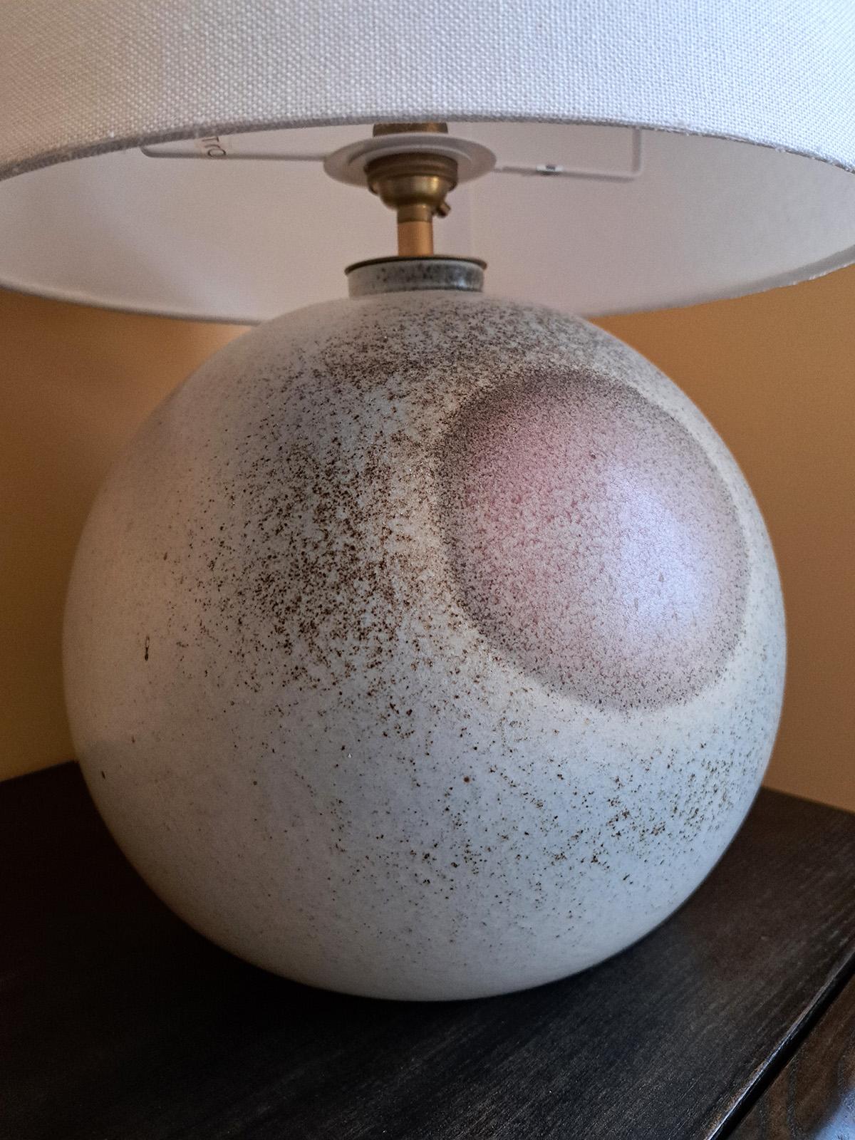 French Ceramic, earthenware table lamp, circa late 1970 For Sale