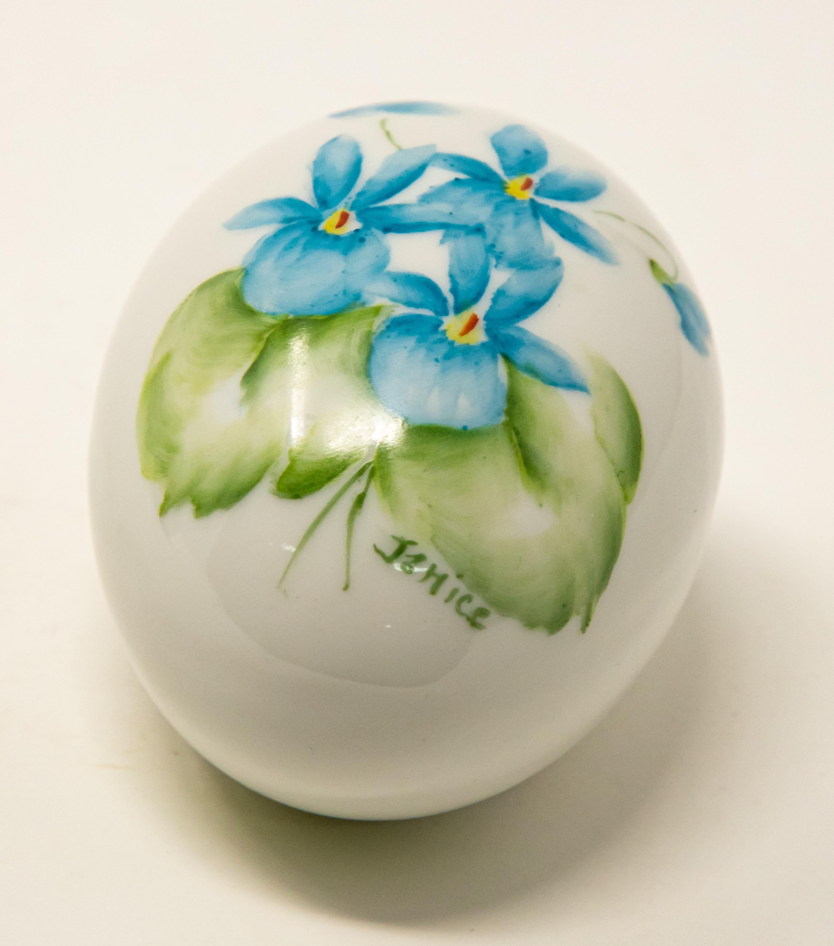 Arts and Crafts Ceramic Eggs with Floral Motif For Sale