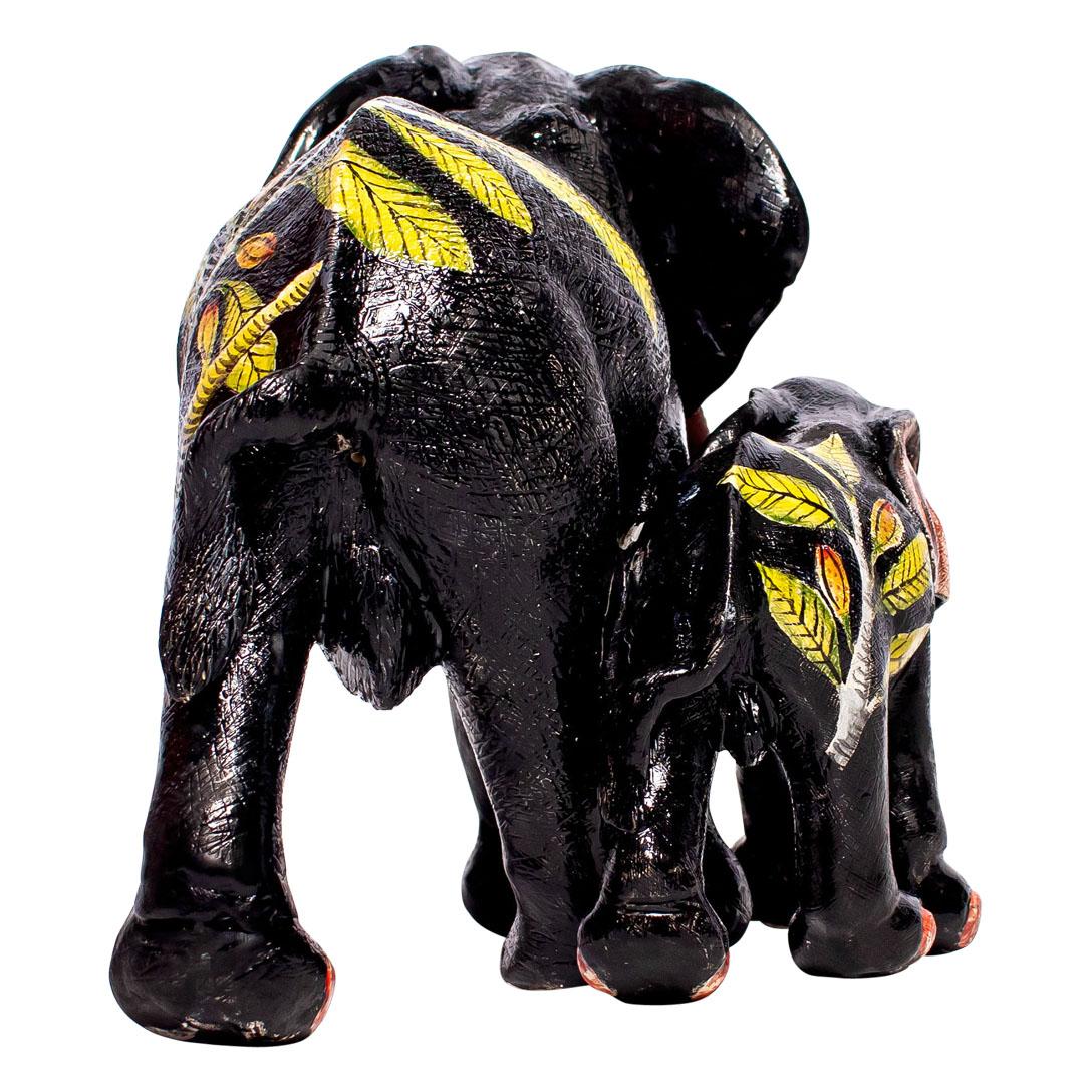 Keramik  Elefant und Baby  Skulptur, handgemacht in Südafrika (Moderne)